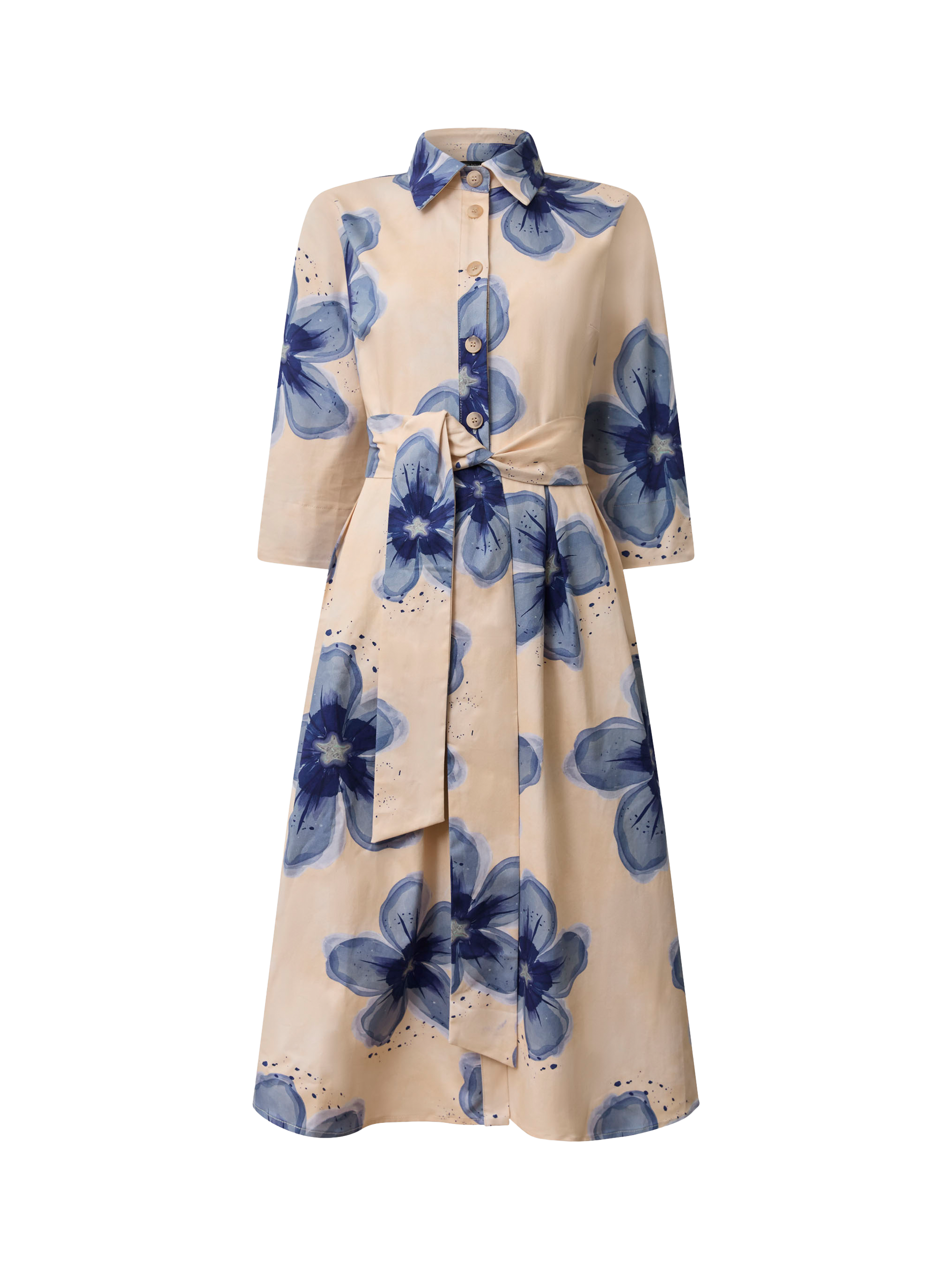Product image 6 of 6, which shows James Lakeland Cotton Floral Print Shirt Dress, Blue, 8