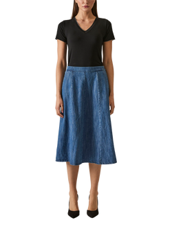 James Lakeland Denim Flared Skirt, Blue, Blue