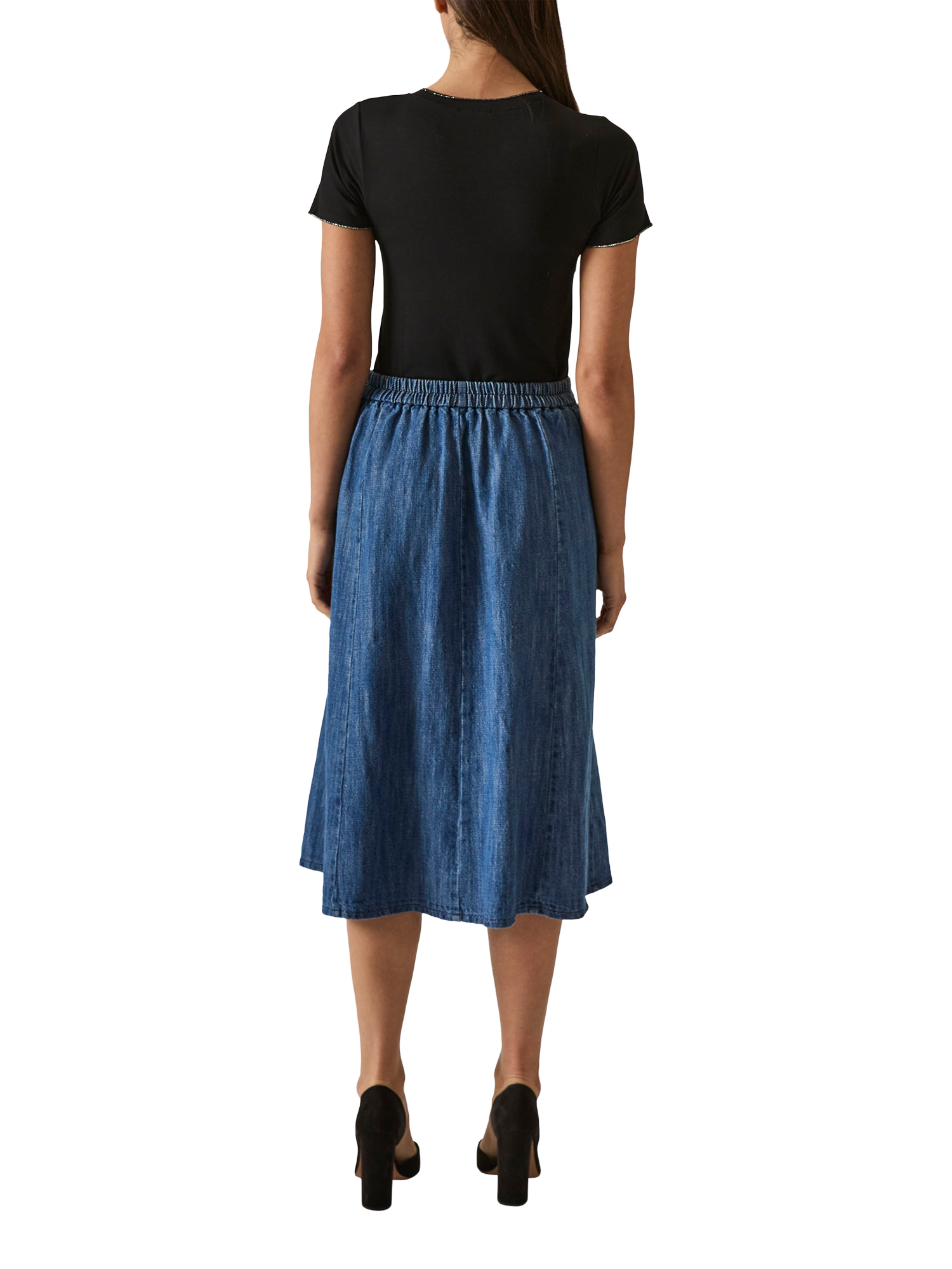 Product image 2 of 6, which shows James Lakeland Denim Flared Skirt, Blue, 8