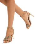 Carvela Petalo 3D Crystal Flower Sandals, Gold