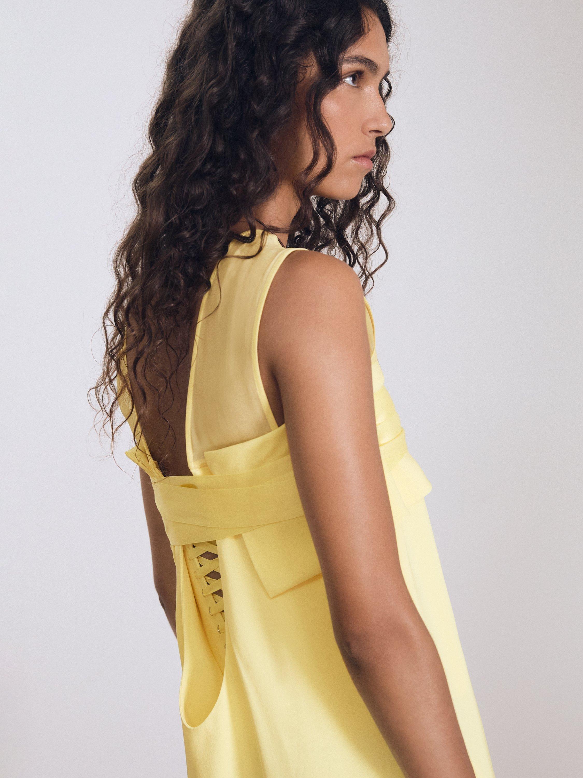 【海外限定】REISSドレス☆Atelier Liliana Sleeveless Dress, L Reiss Atelier Liliana Sleeveless Dress, Lemon