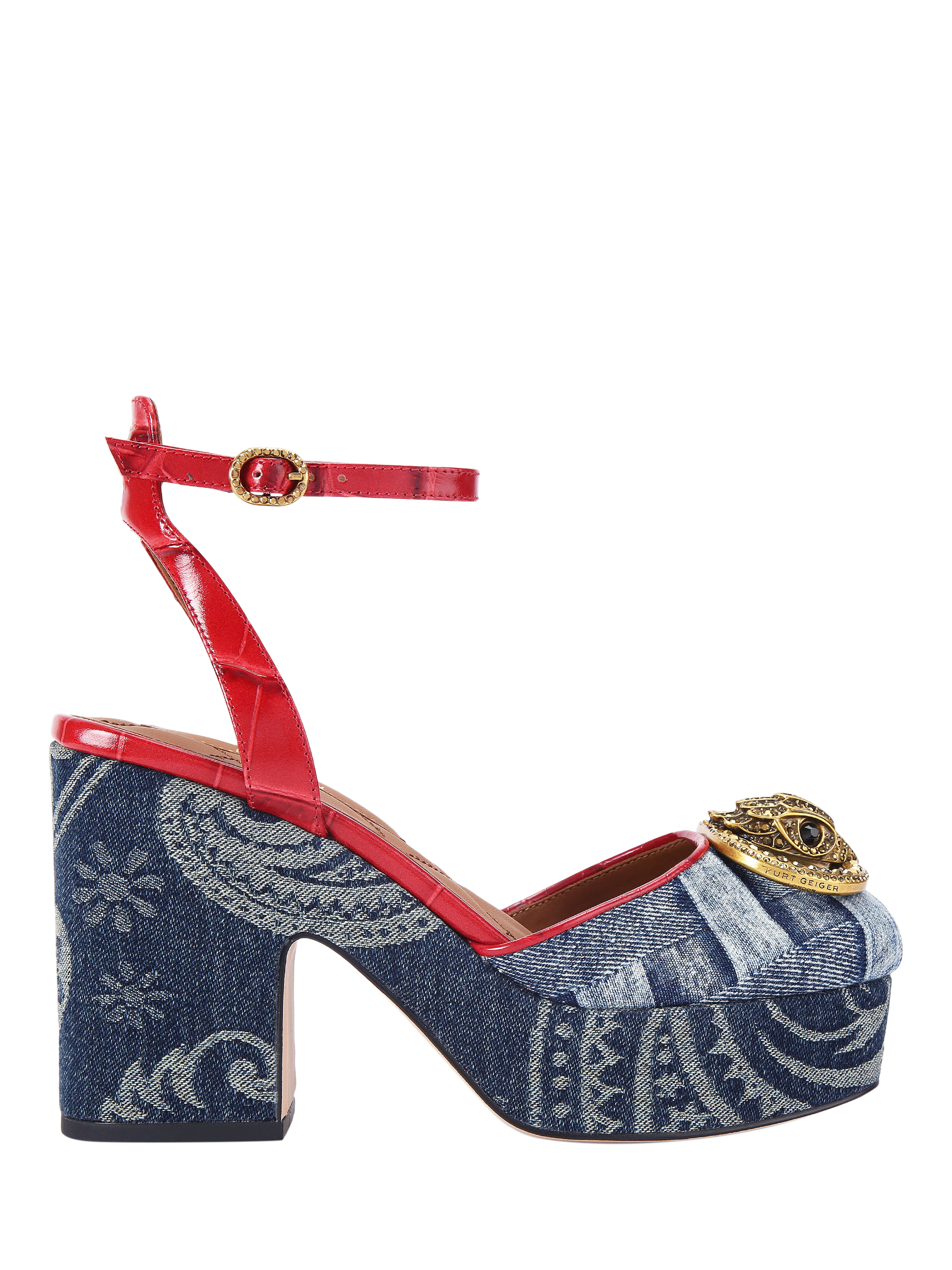 Product image 1 of 6, which shows Kurt Geiger London Chelsea Closed Platform Sandals, Blue Denim, 3