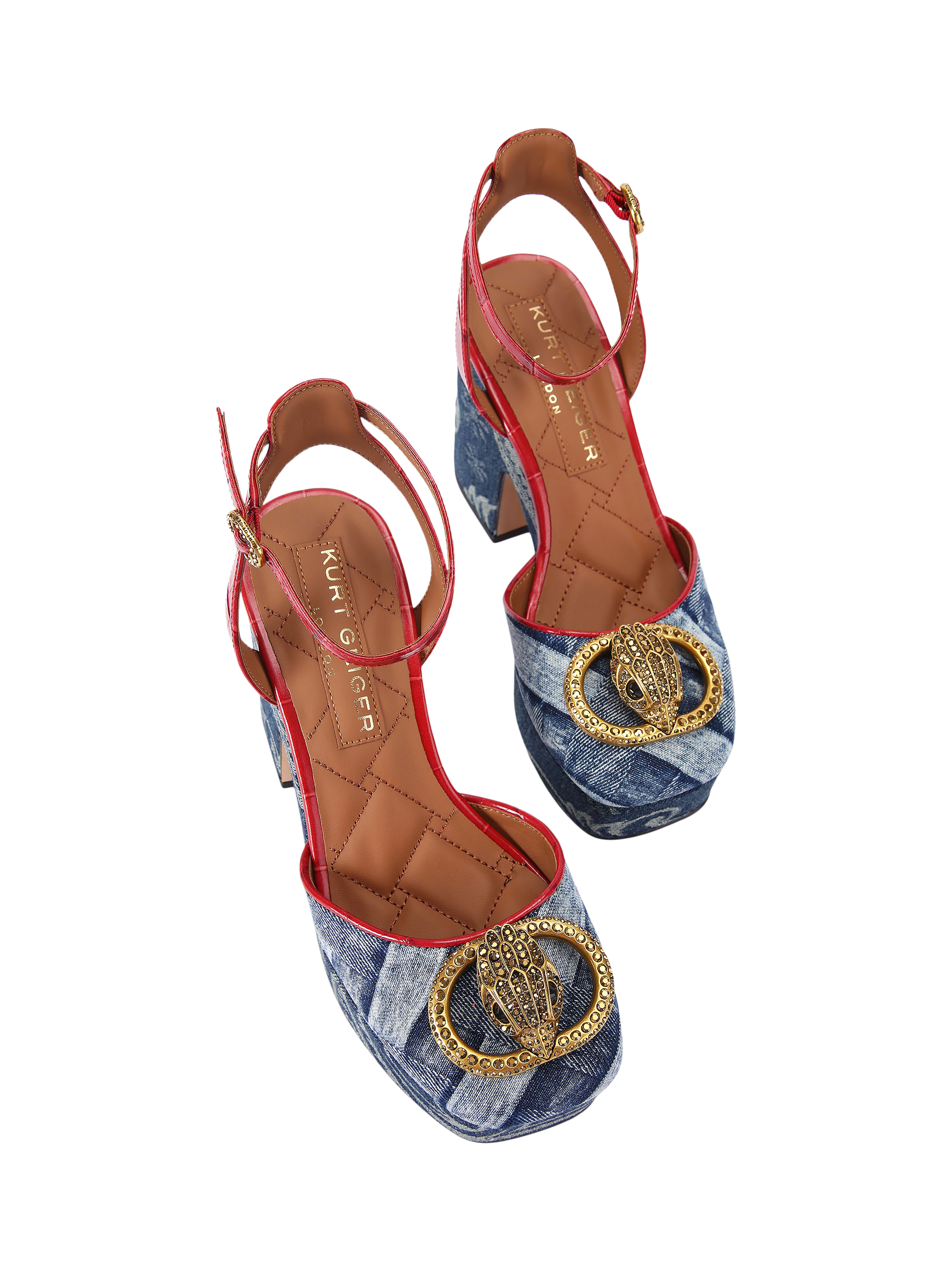 Product image 3 of 6, which shows Kurt Geiger London Chelsea Closed Platform Sandals, Blue Denim, 3