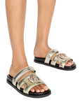 Kurt Geiger London Metallic Leather Eagle Cut-Out Sandals, Gold