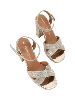 KG Kurt Geiger Fleur Bling Platform Heel Sandals, Gold - view 2, Gold