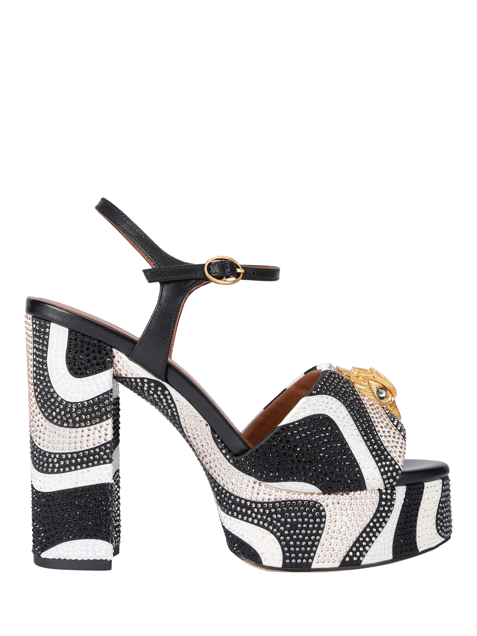 Product image 1 of 6, which shows Kurt Geiger London Kensington Platform Sandals, Black/White, 3