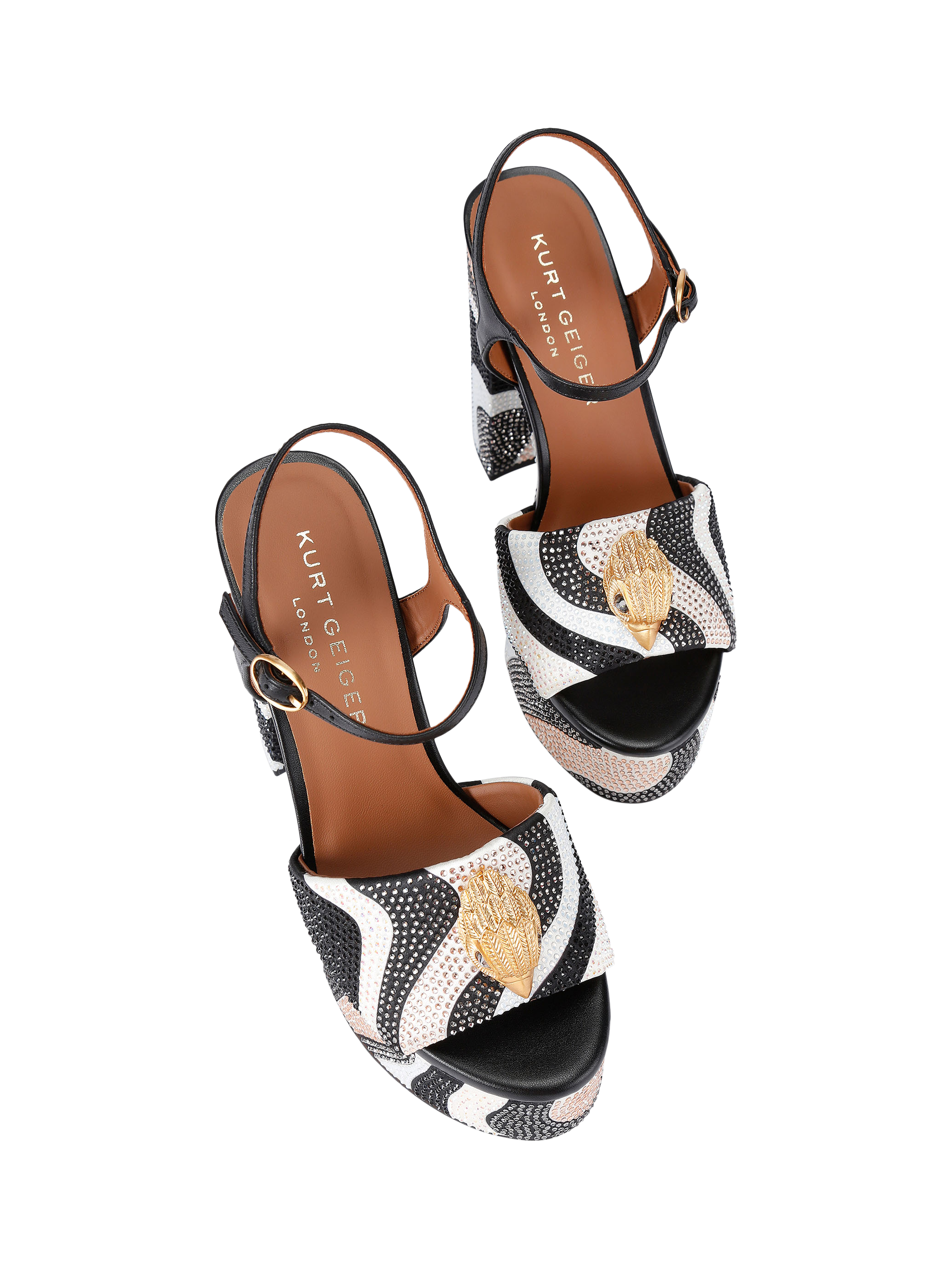 Product image 3 of 6, which shows Kurt Geiger London Kensington Platform Sandals, Black/White, 3
