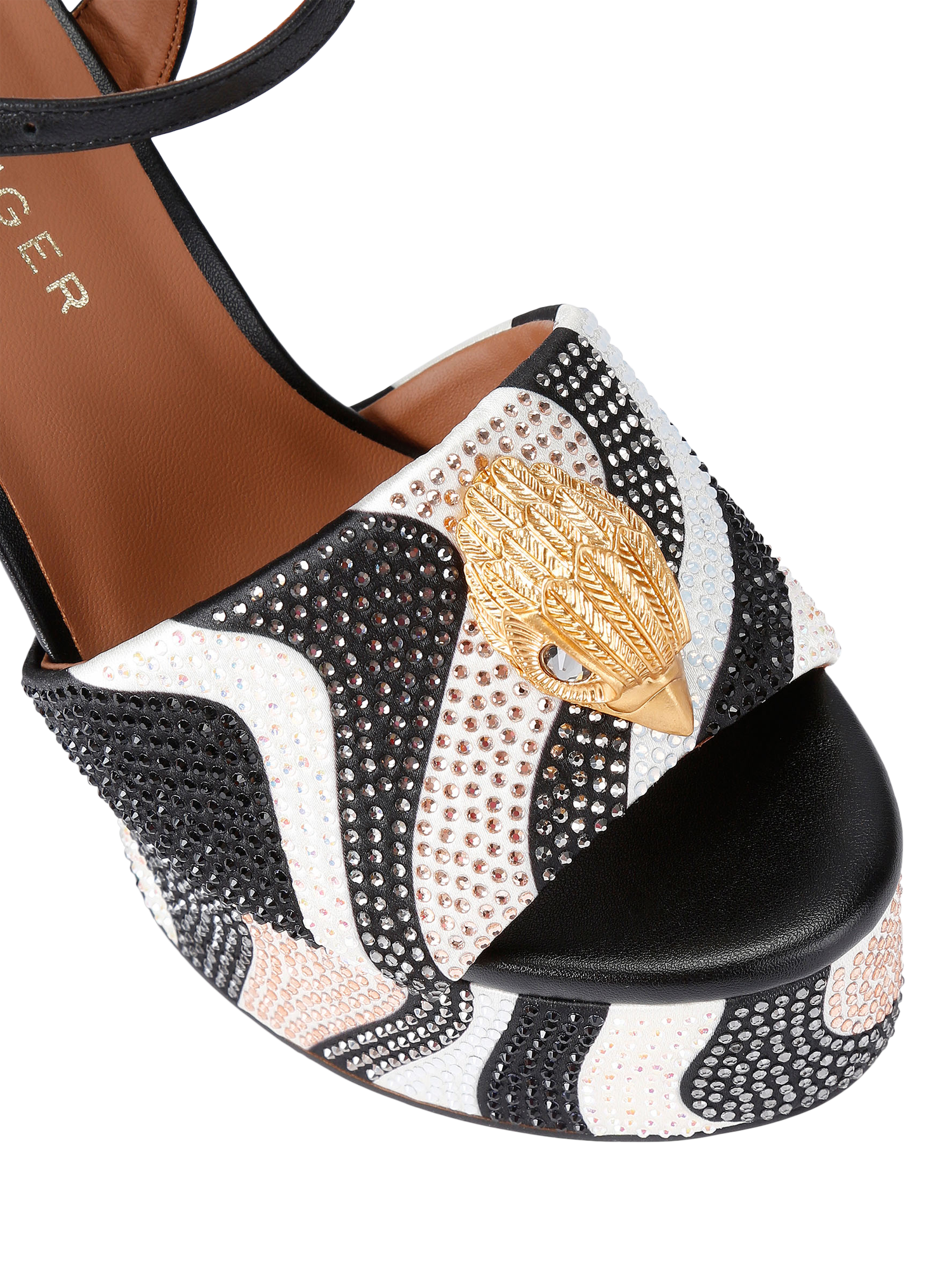 Product image 5 of 6, which shows Kurt Geiger London Kensington Platform Sandals, Black/White, 3