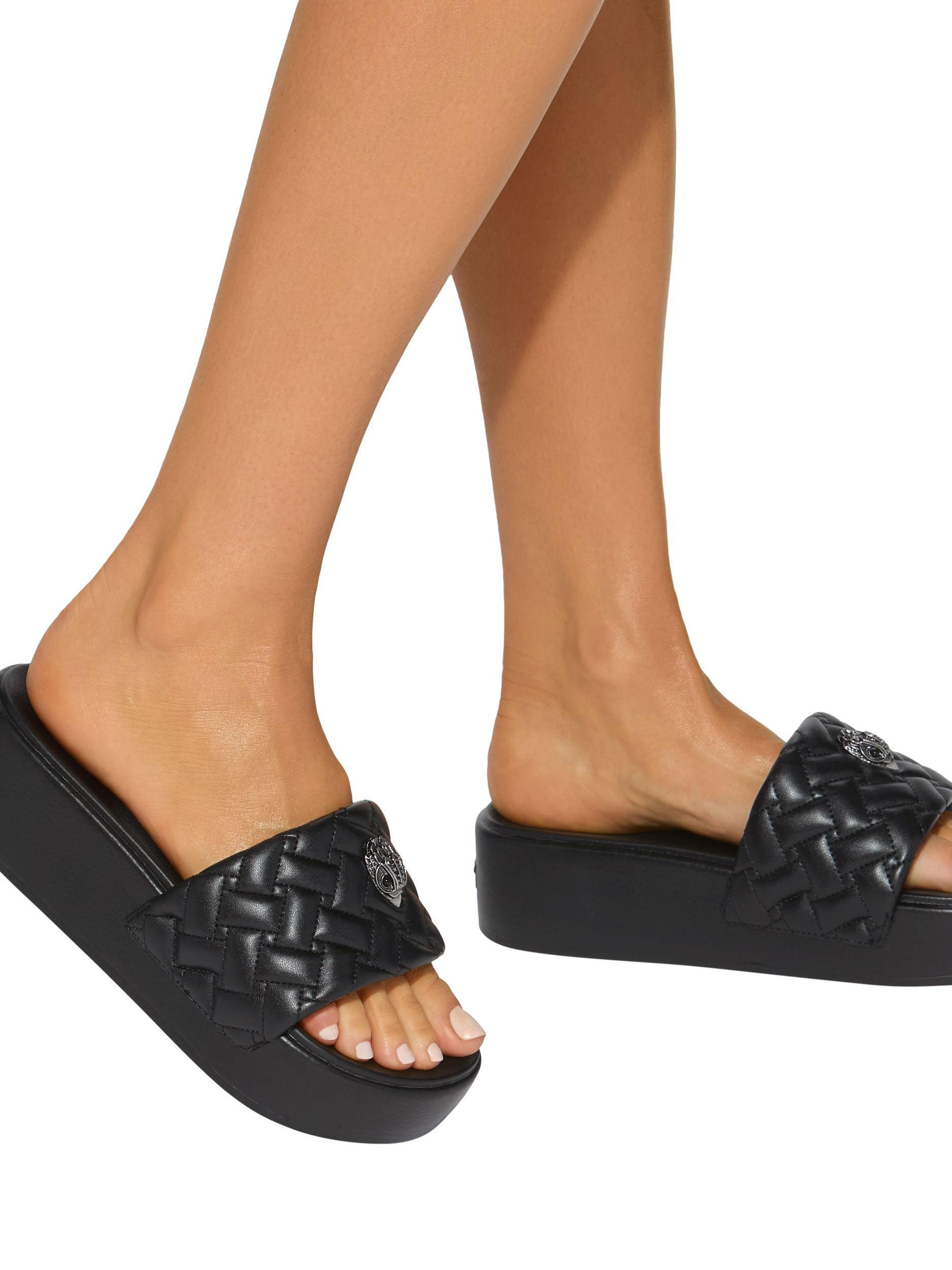 Product image 2 of 6, which shows Kurt Geiger London Meena Platform Slider Sandals, Black, 3