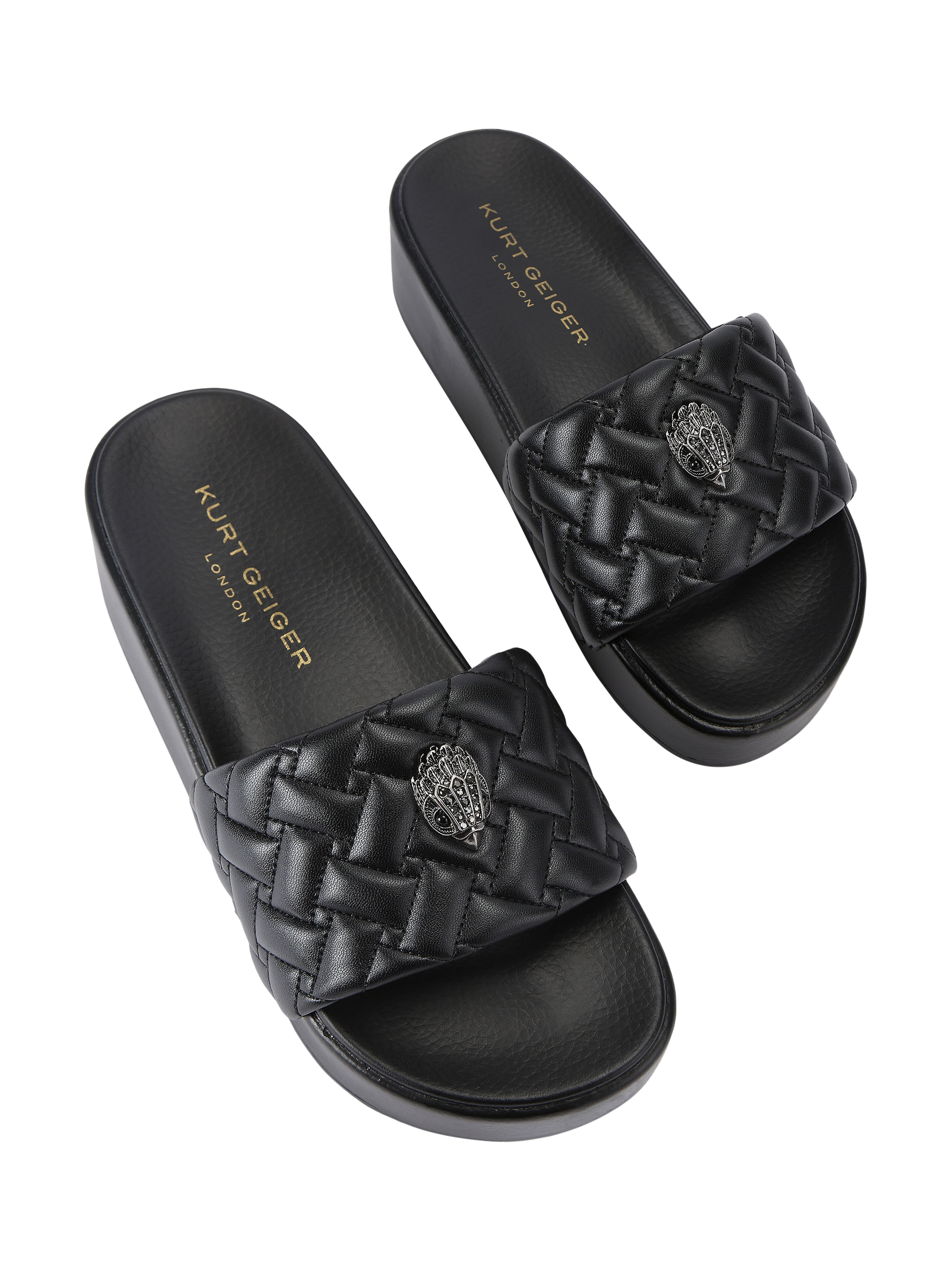 Product image 3 of 6, which shows Kurt Geiger London Meena Platform Slider Sandals, Black, 3