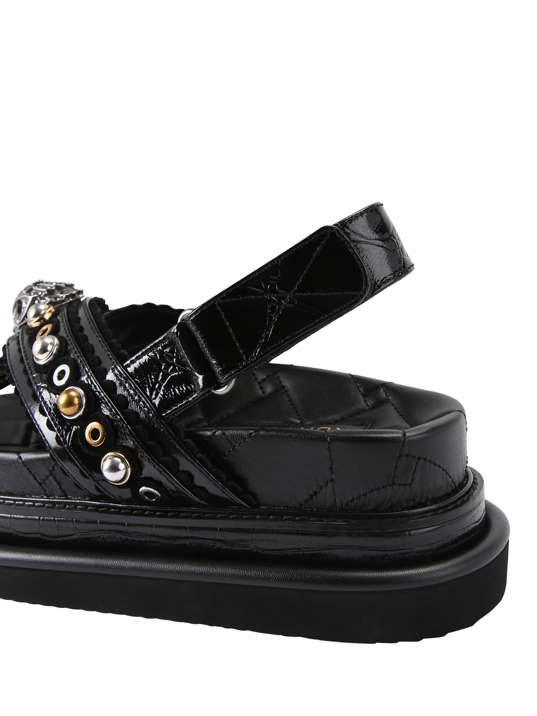 Product image 4 of 6, which shows Kurt Geiger London Cross Strap Flatform Leather Sandals, Black, 3