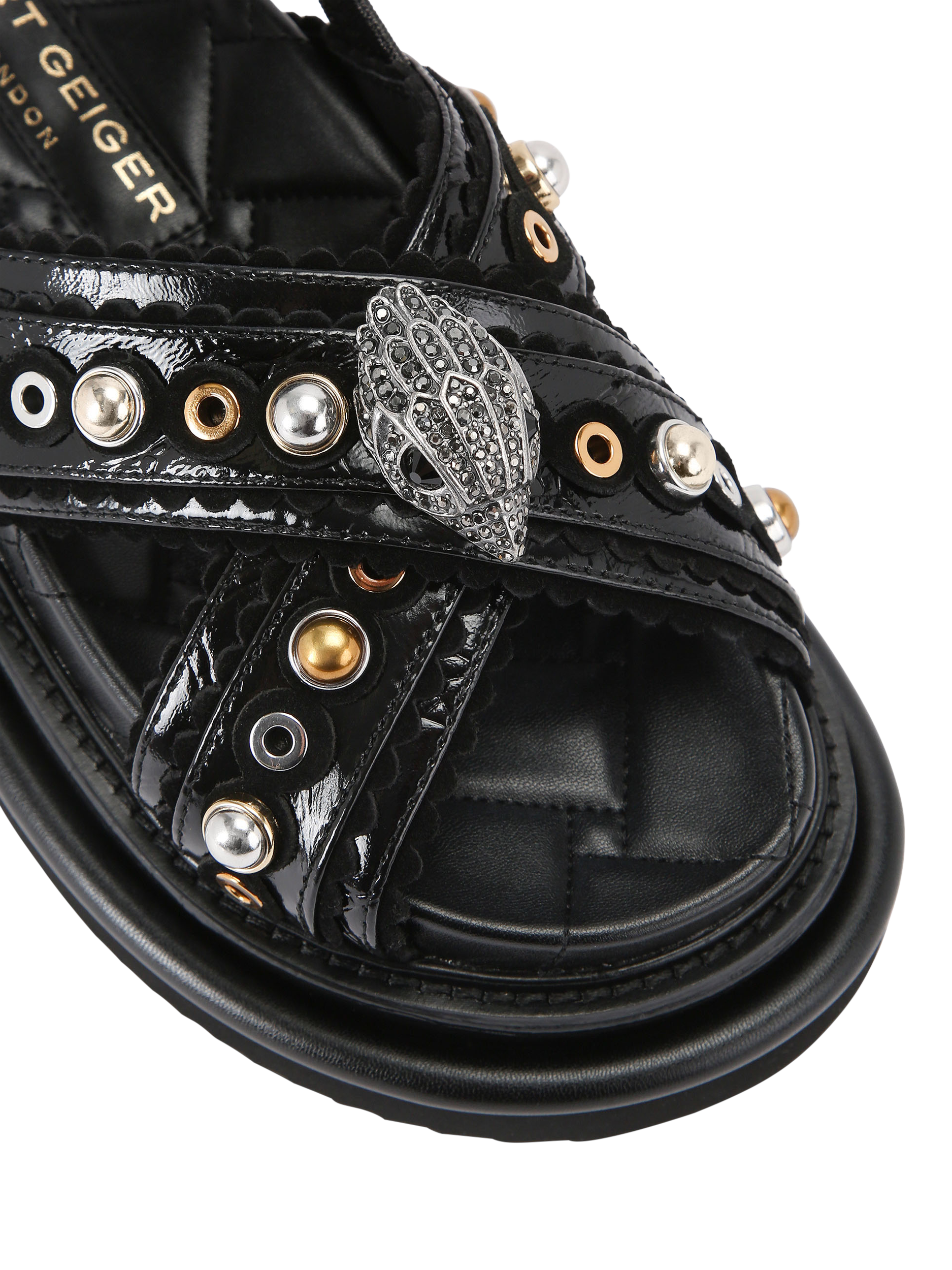 Product image 5 of 6, which shows Kurt Geiger London Cross Strap Flatform Leather Sandals, Black, 3