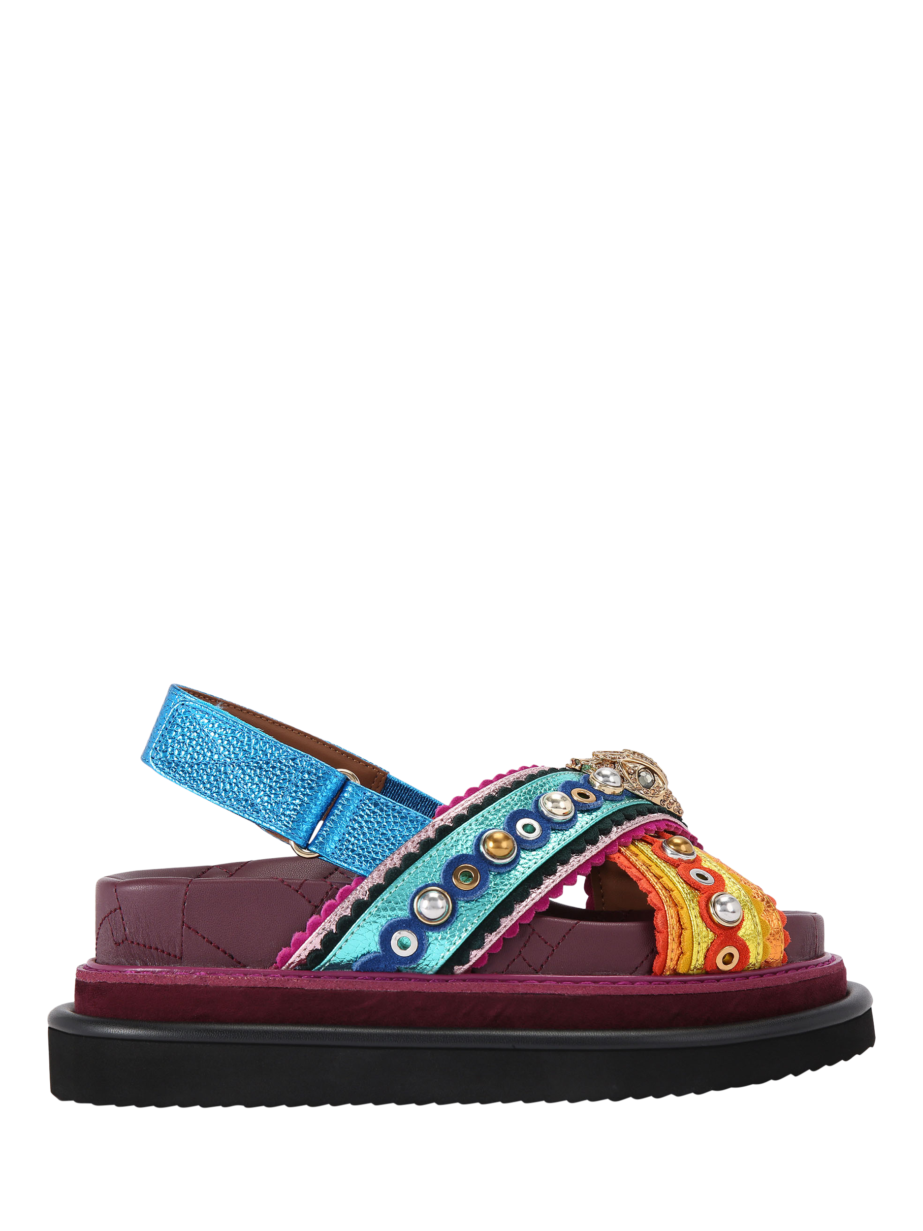 Product image 1 of 6, which shows Kurt Geiger London Orson Cross Strap Flatform Sandals, Multi, 3