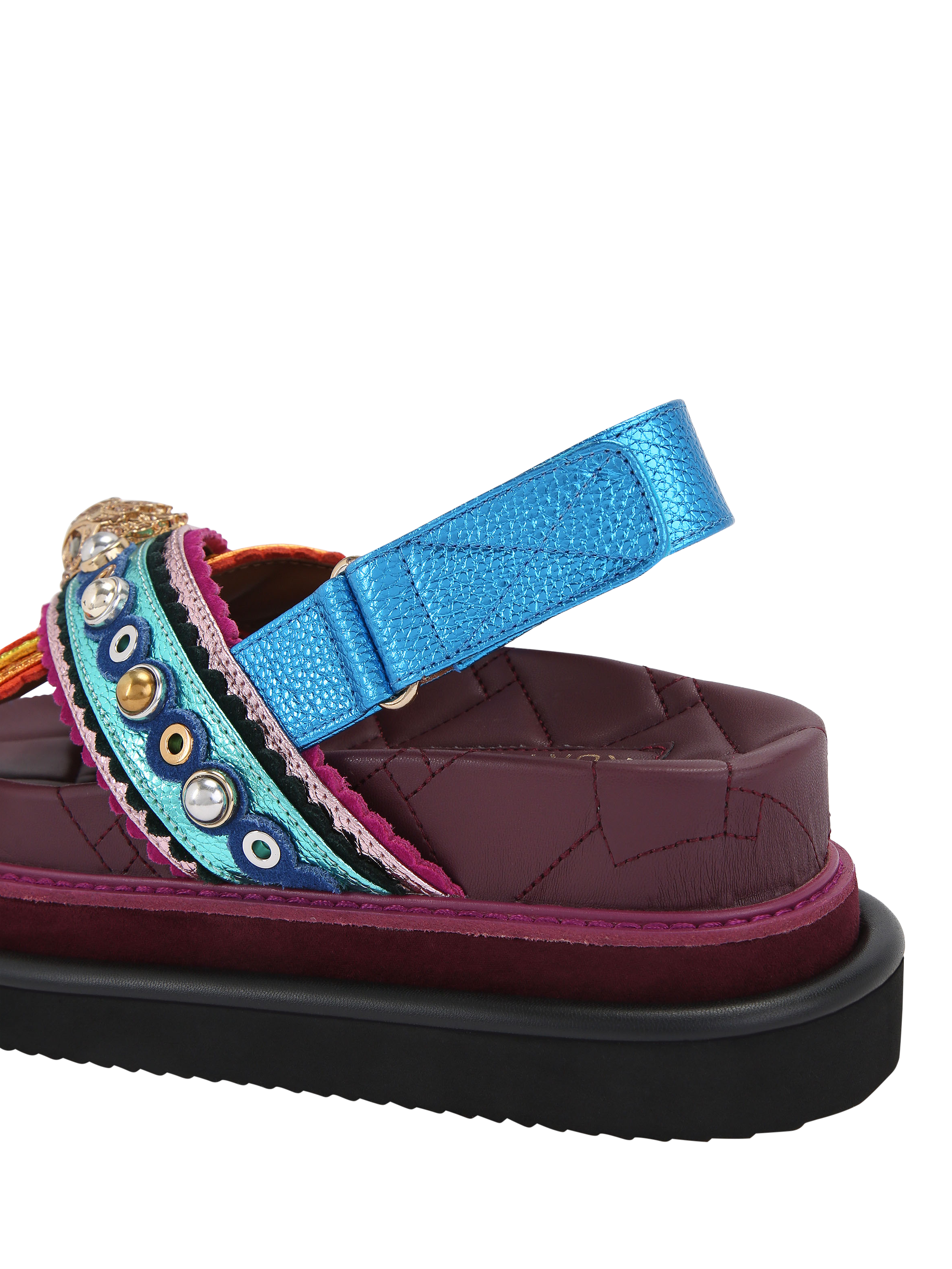Product image 4 of 6, which shows Kurt Geiger London Orson Cross Strap Flatform Sandals, Multi, 3
