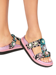 Kurt Geiger London Orson Crystal Suede Slider Sandals, Pink