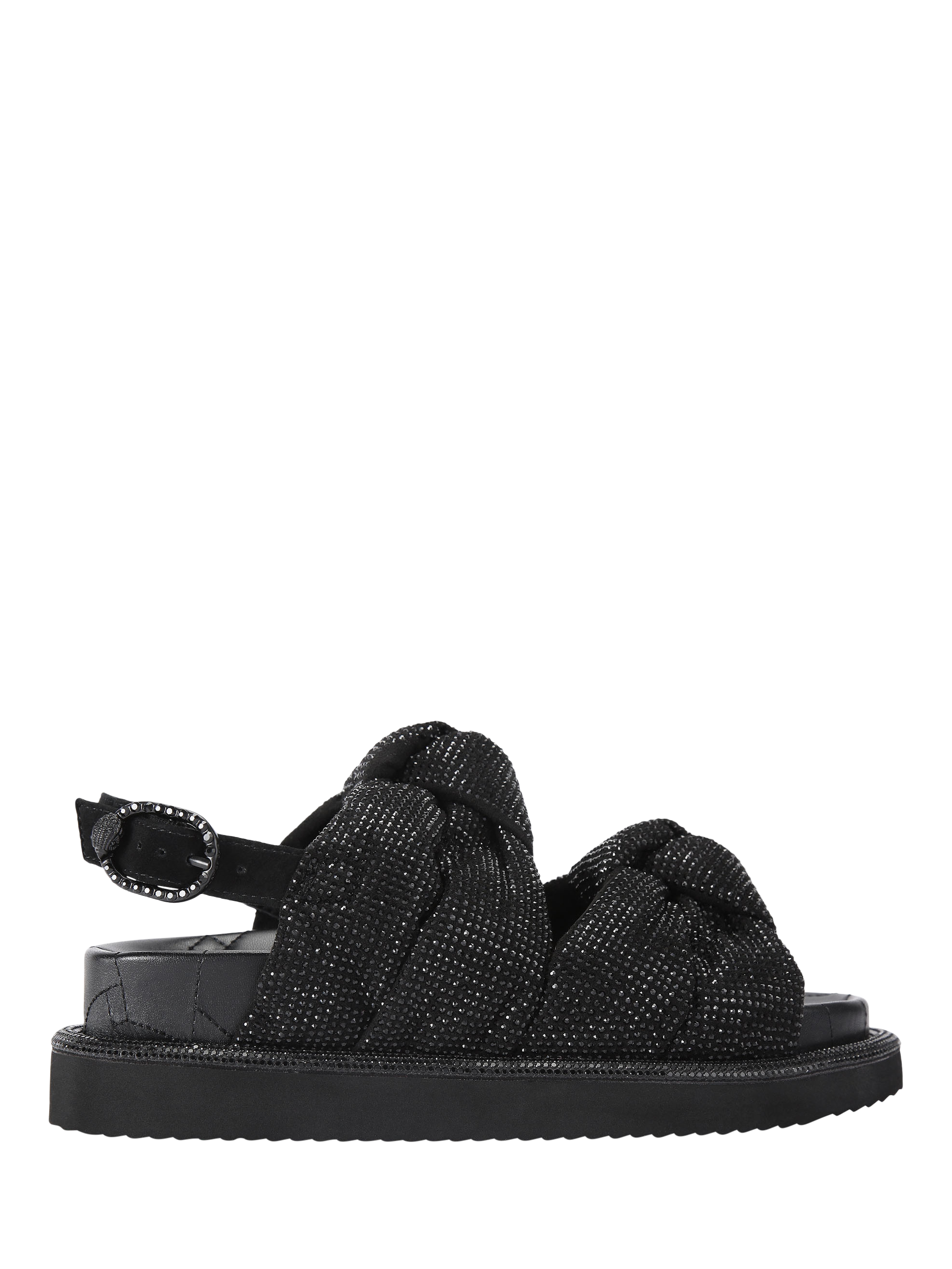 Product image 1 of 5, which shows Kurt Geiger London Orson Knot Flatform Sandals, Black, 3