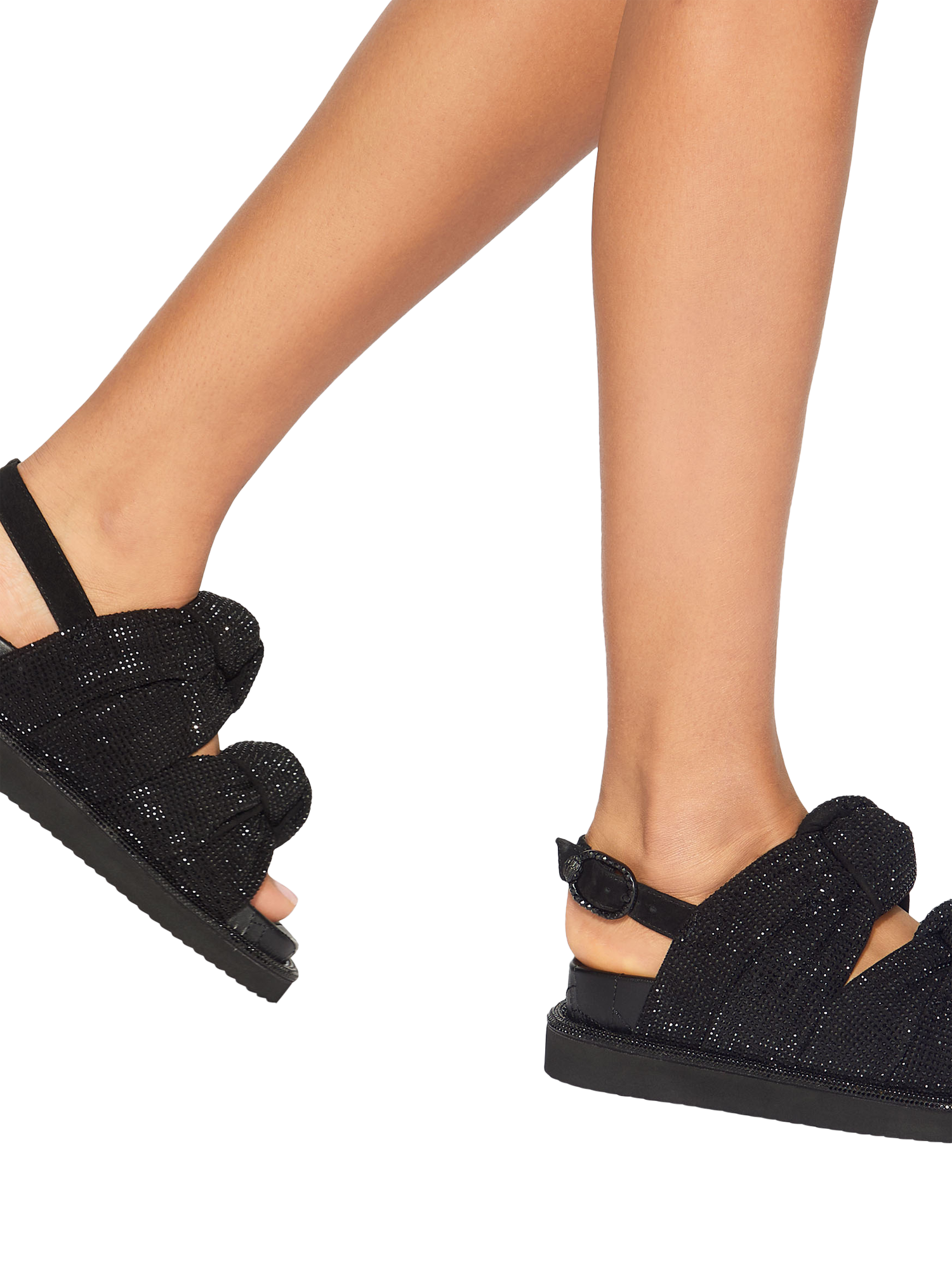 Product image 2 of 5, which shows Kurt Geiger London Orson Knot Flatform Sandals, Black, 3