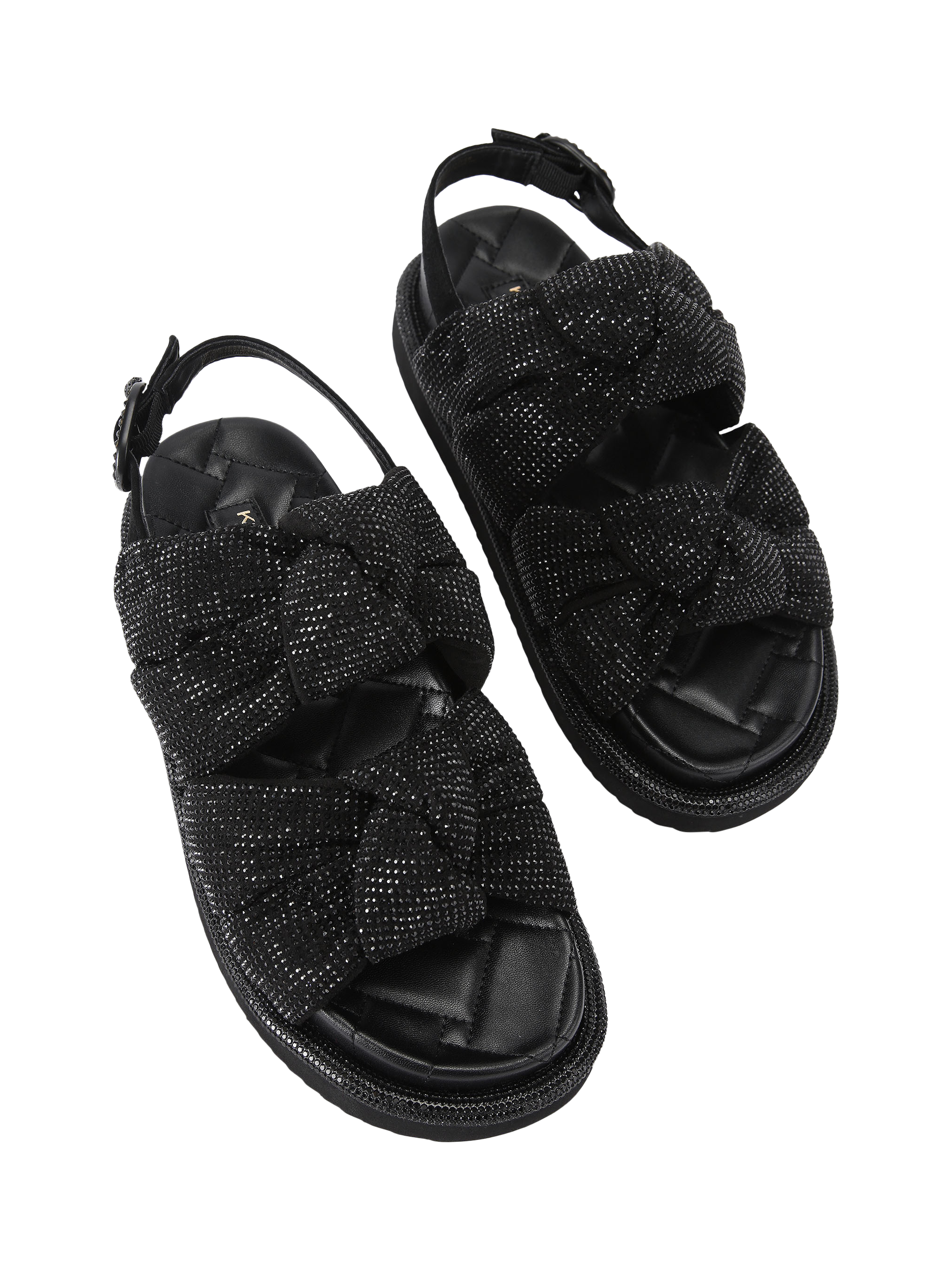 Product image 3 of 5, which shows Kurt Geiger London Orson Knot Flatform Sandals, Black, 3