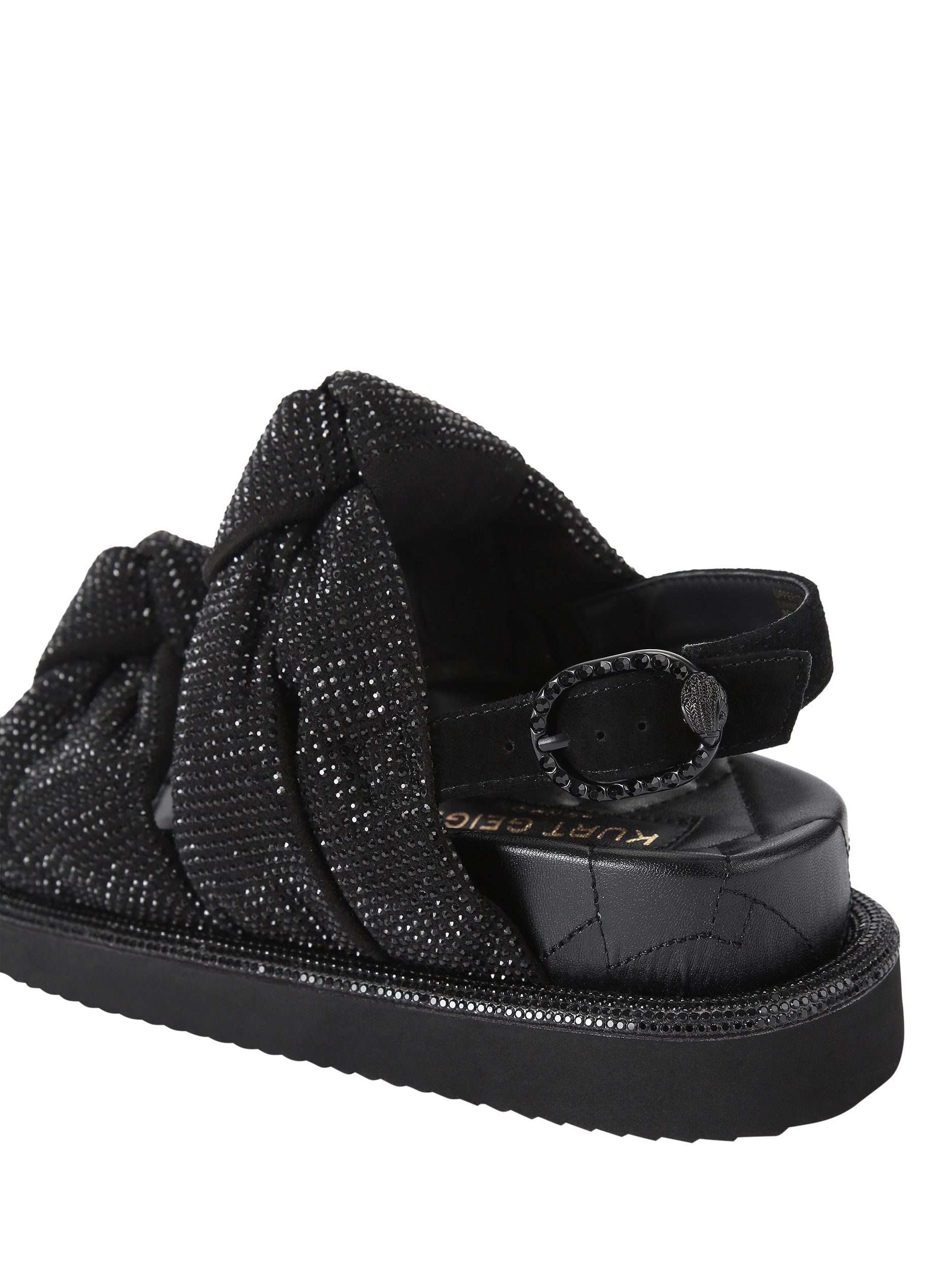 Product image 4 of 5, which shows Kurt Geiger London Orson Knot Flatform Sandals, Black, 3