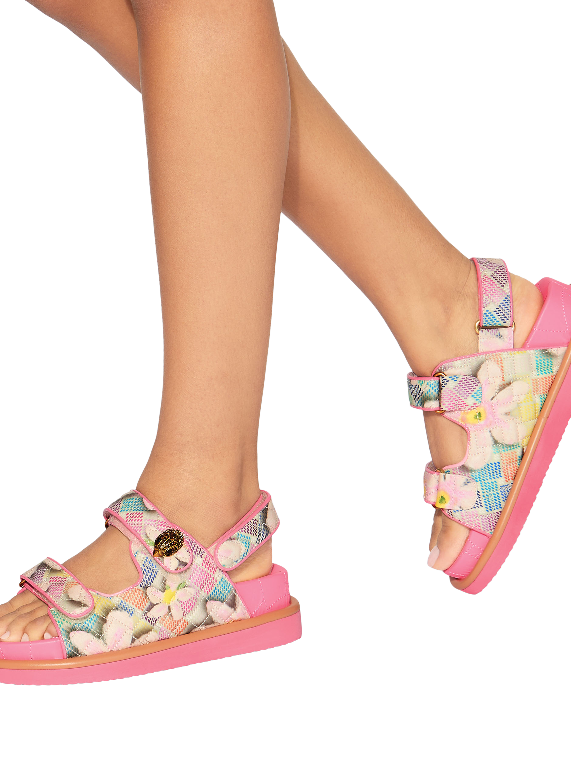 Product image 2 of 6, which shows Kurt Geiger London Orson Strap Sandals, Pink/Multi, 3