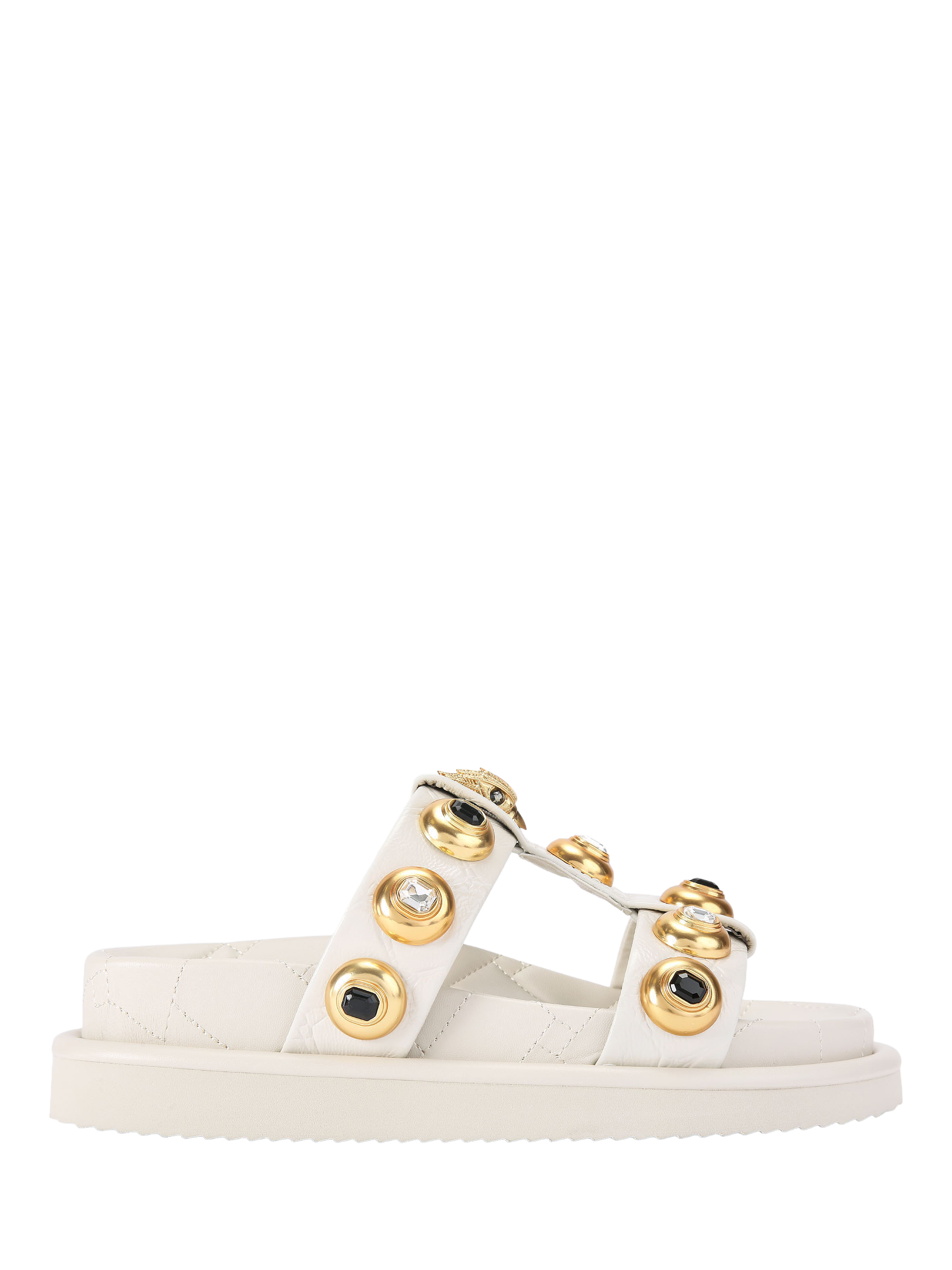 Product image 1 of 6, which shows Kurt Geiger London Orson Multi Studded Sandals, Natural Putty, 3