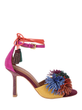 Kurt Geiger London Pom Pom Suede Ankle Tie Sandals