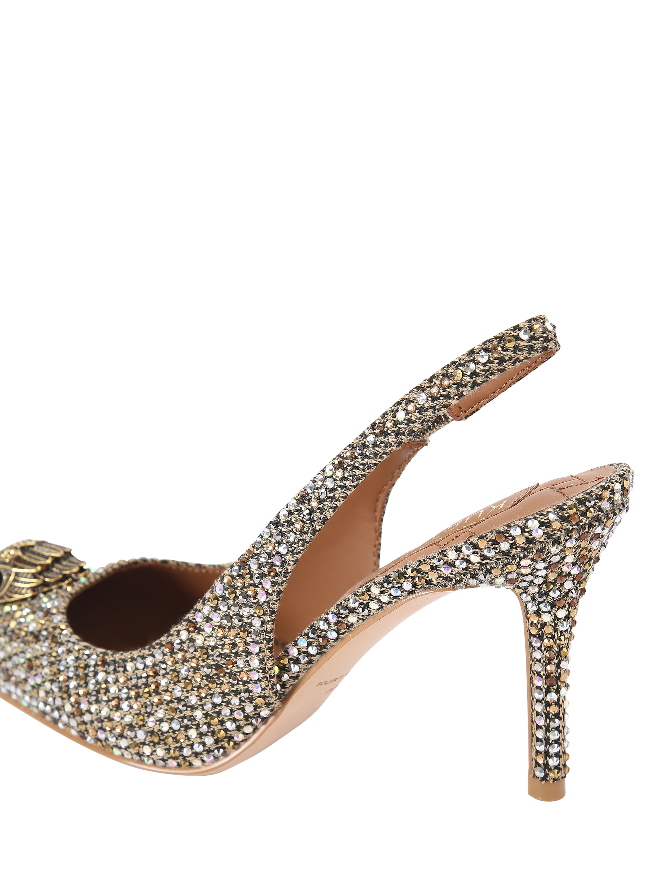 Product image 4 of 6, which shows Kurt Geiger London Belgravia Embellished High Slingback Sandals, Natural Multi, 3