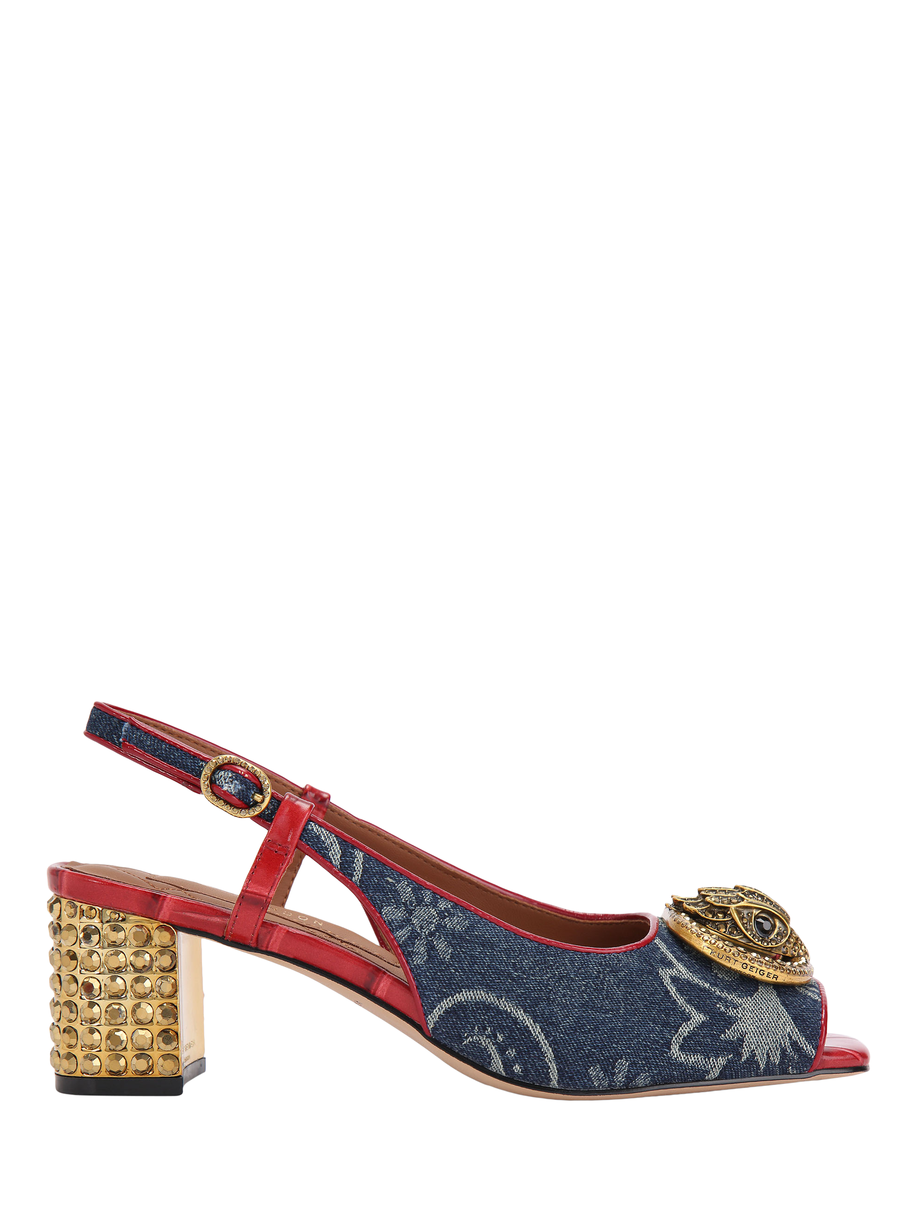 Product image 1 of 6, which shows Kurt Geiger London Chelsea Slingback Court Shoes, Blue Denim, 3