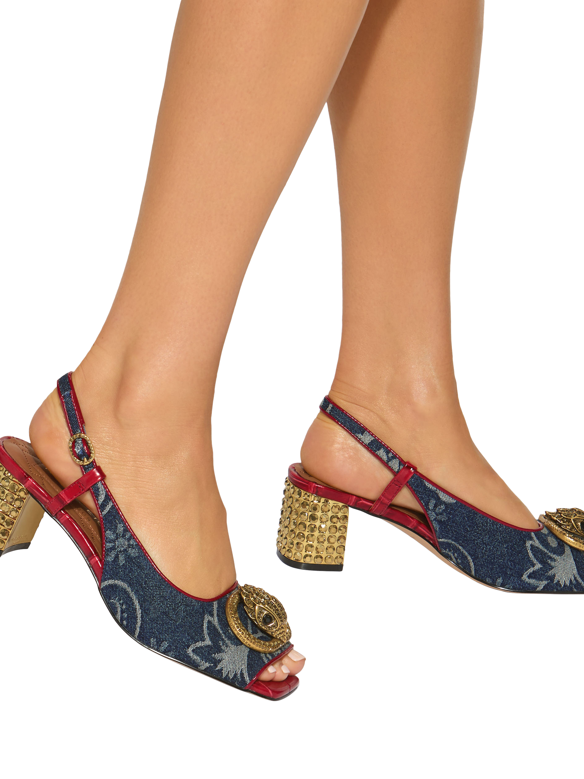 Product image 2 of 6, which shows Kurt Geiger London Chelsea Slingback Court Shoes, Blue Denim, 3