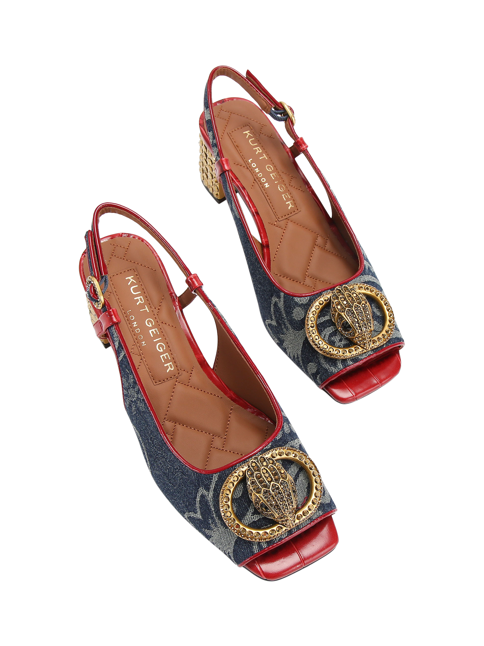 Product image 3 of 6, which shows Kurt Geiger London Chelsea Slingback Court Shoes, Blue Denim, 3