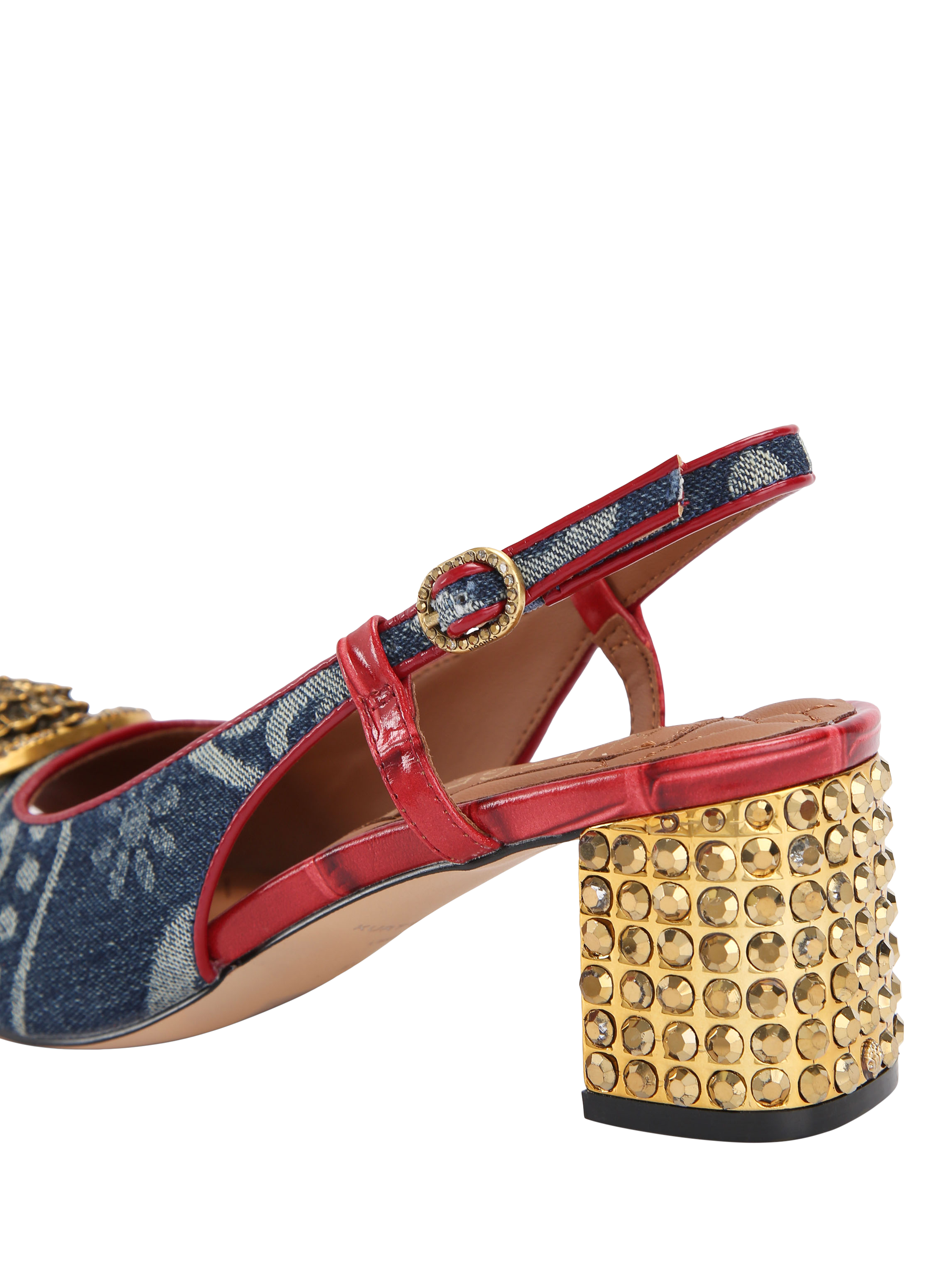 Product image 4 of 6, which shows Kurt Geiger London Chelsea Slingback Court Shoes, Blue Denim, 3