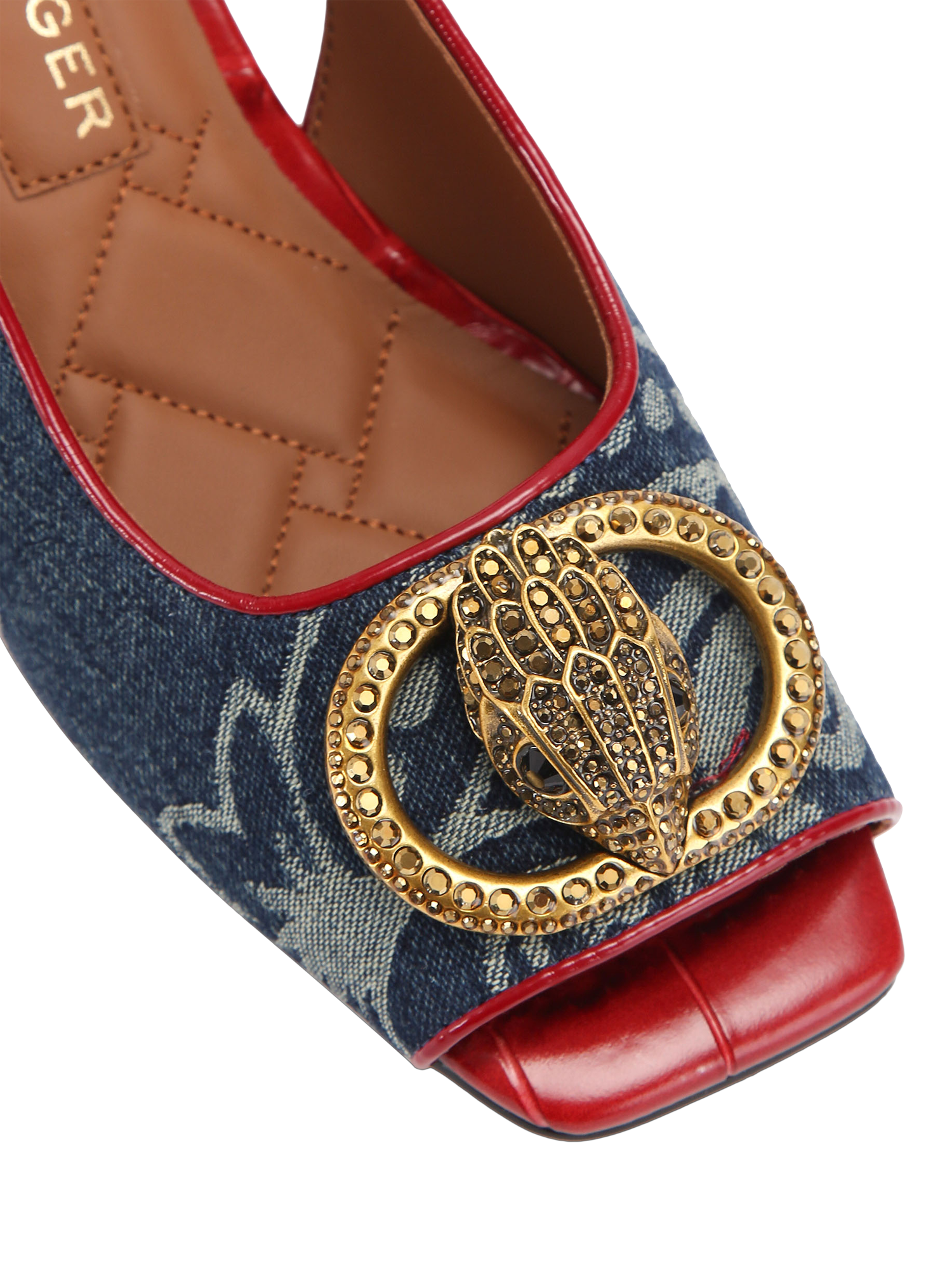 Product image 5 of 6, which shows Kurt Geiger London Chelsea Slingback Court Shoes, Blue Denim, 3