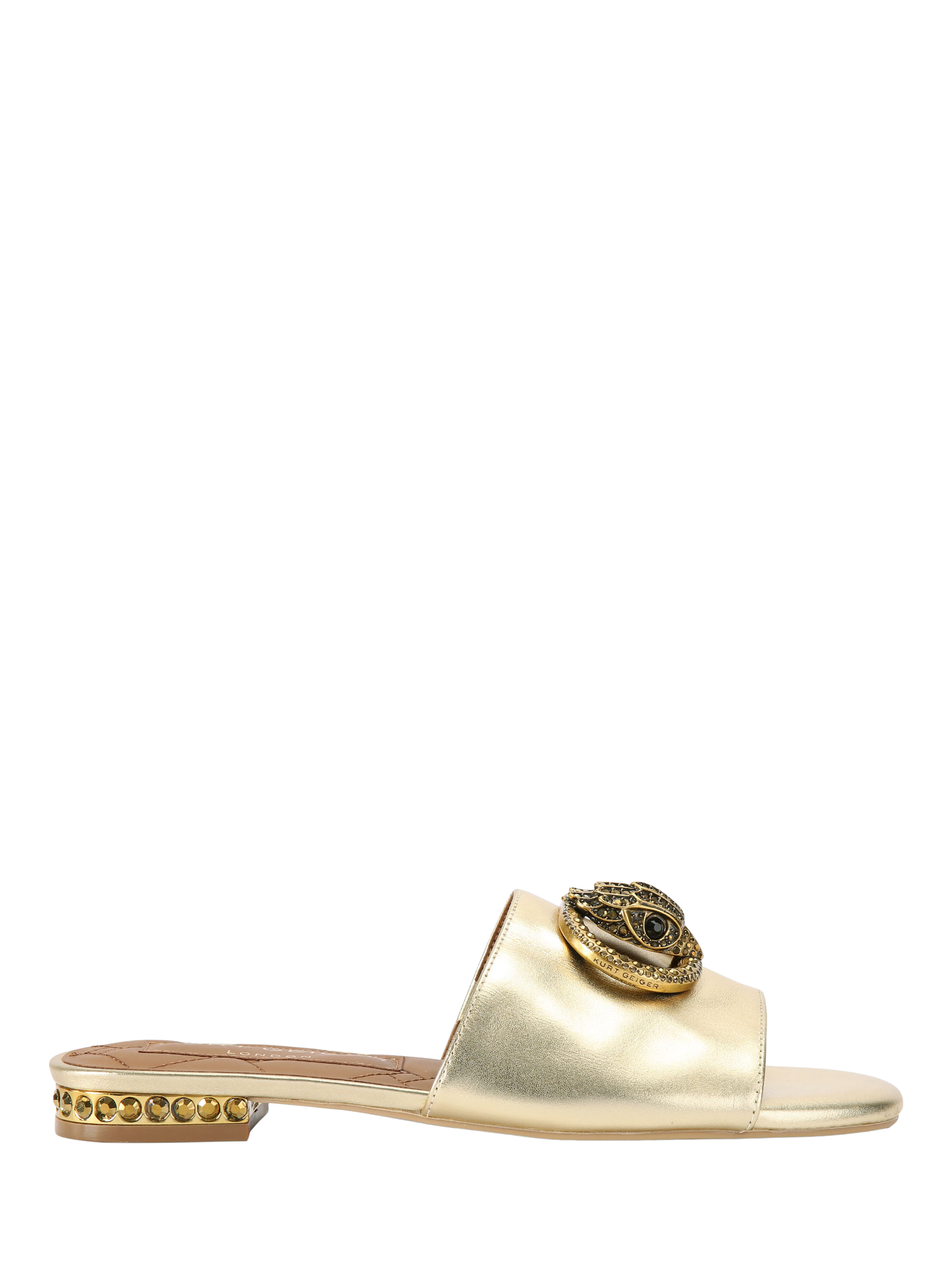 Product image 1 of 5, which shows Kurt Geiger London Chelsea Flat Sandals, Gold, 3