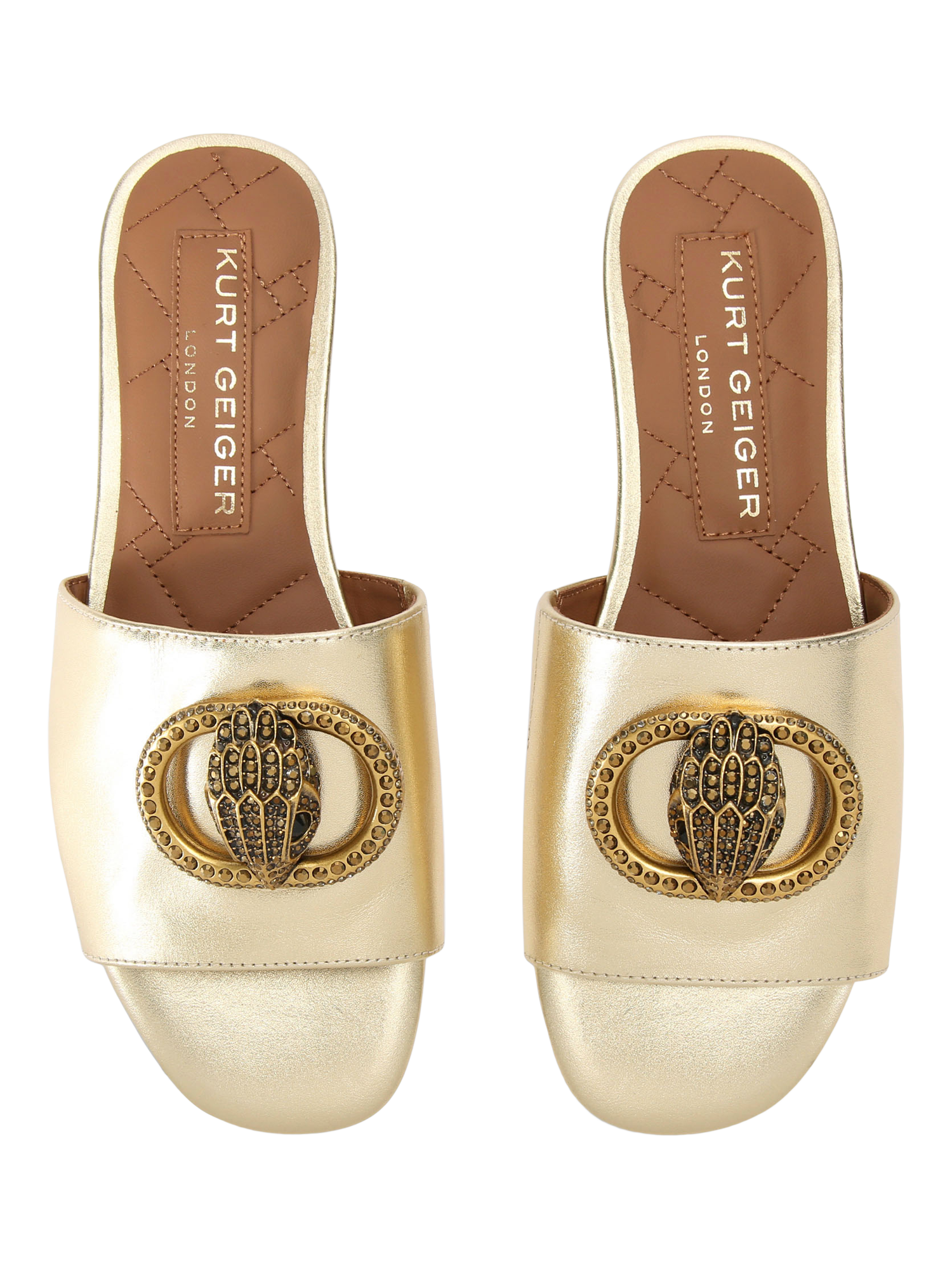 Product image 3 of 5, which shows Kurt Geiger London Chelsea Flat Sandals, Gold, 3