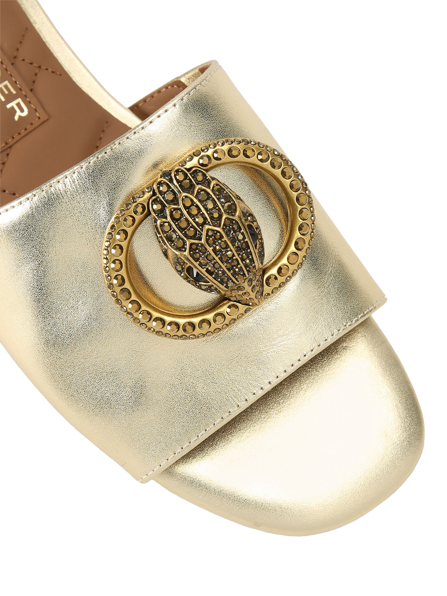 Product image 5 of 5, which shows Kurt Geiger London Chelsea Flat Sandals, Gold, 3