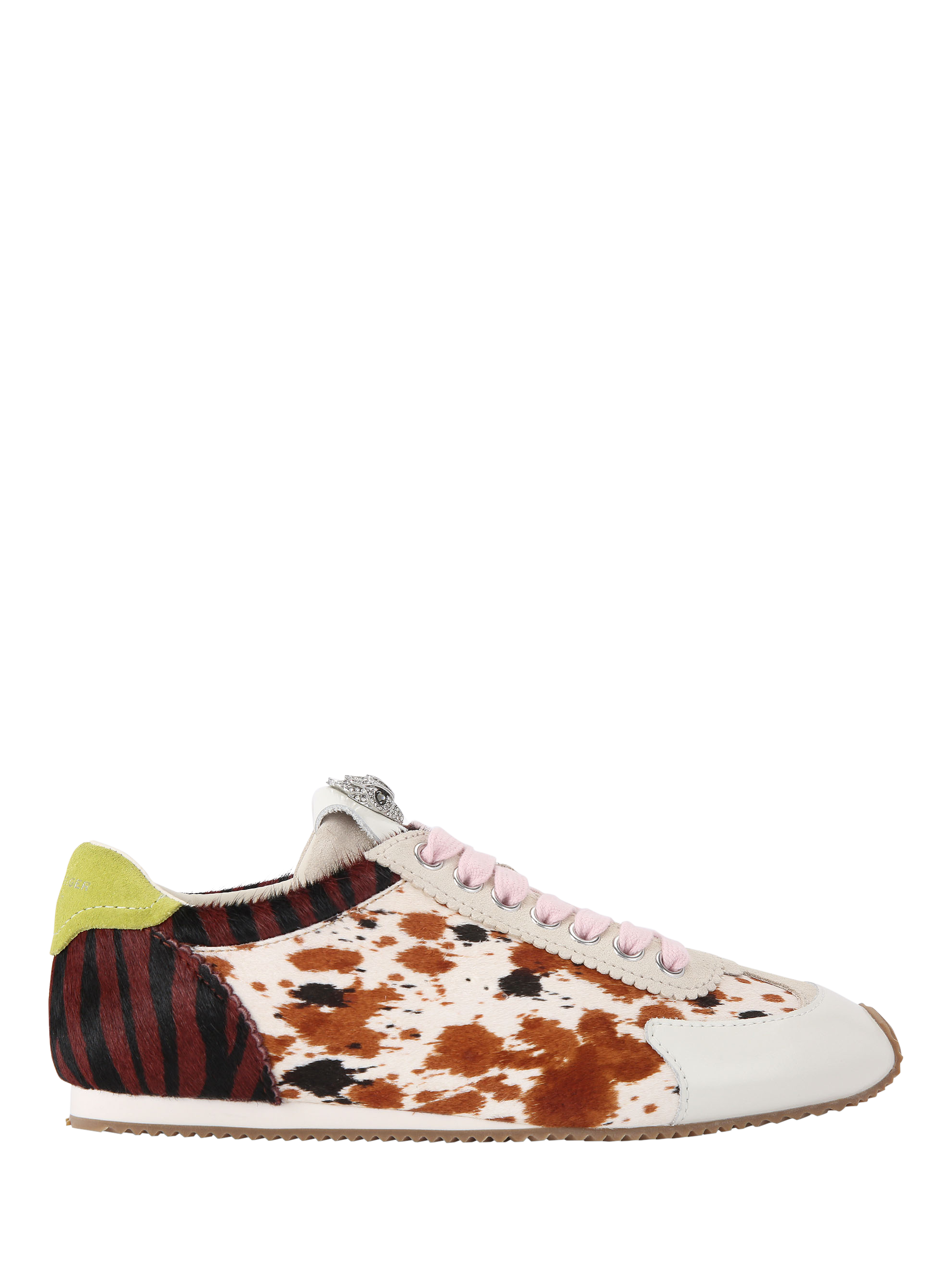 Product image 1 of 6, which shows Kurt Geiger London Islington Cow Zebra Sneaker, Brown, 3