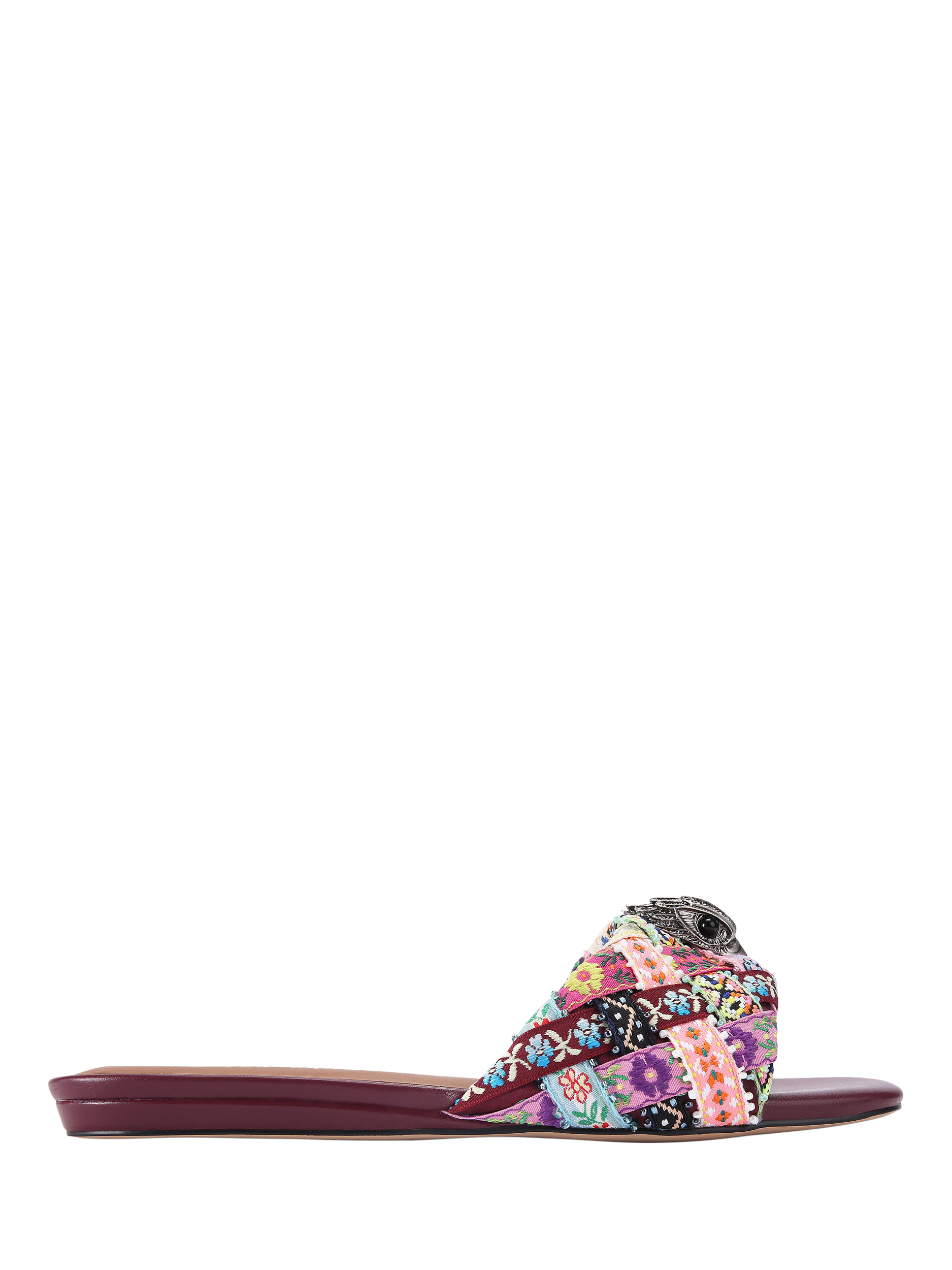 Product image 1 of 6, which shows Kurt Geiger London Kensington Flat Sandals, Red Wine/Multi, 3