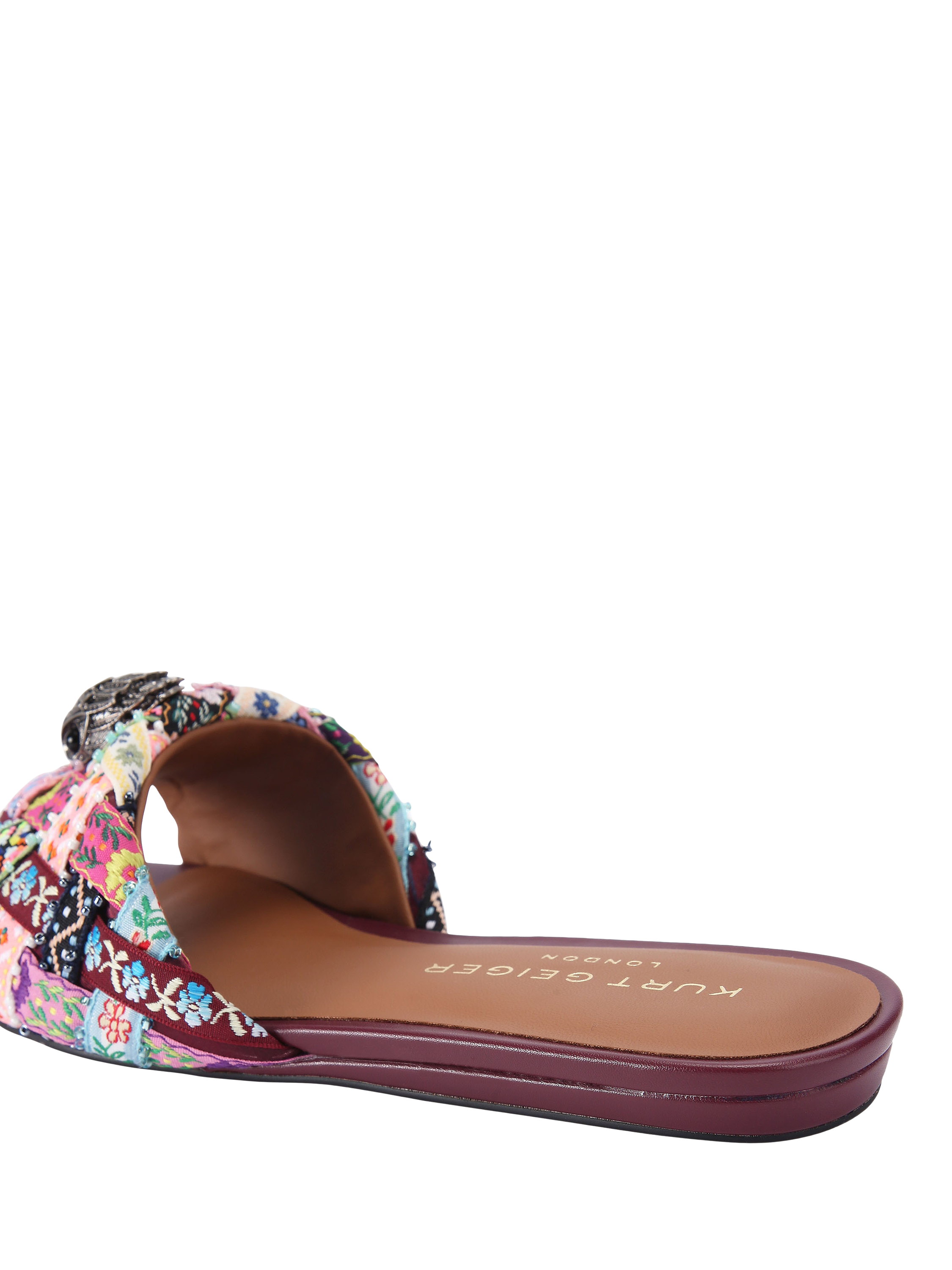Product image 4 of 6, which shows Kurt Geiger London Kensington Flat Sandals, Red Wine/Multi, 3