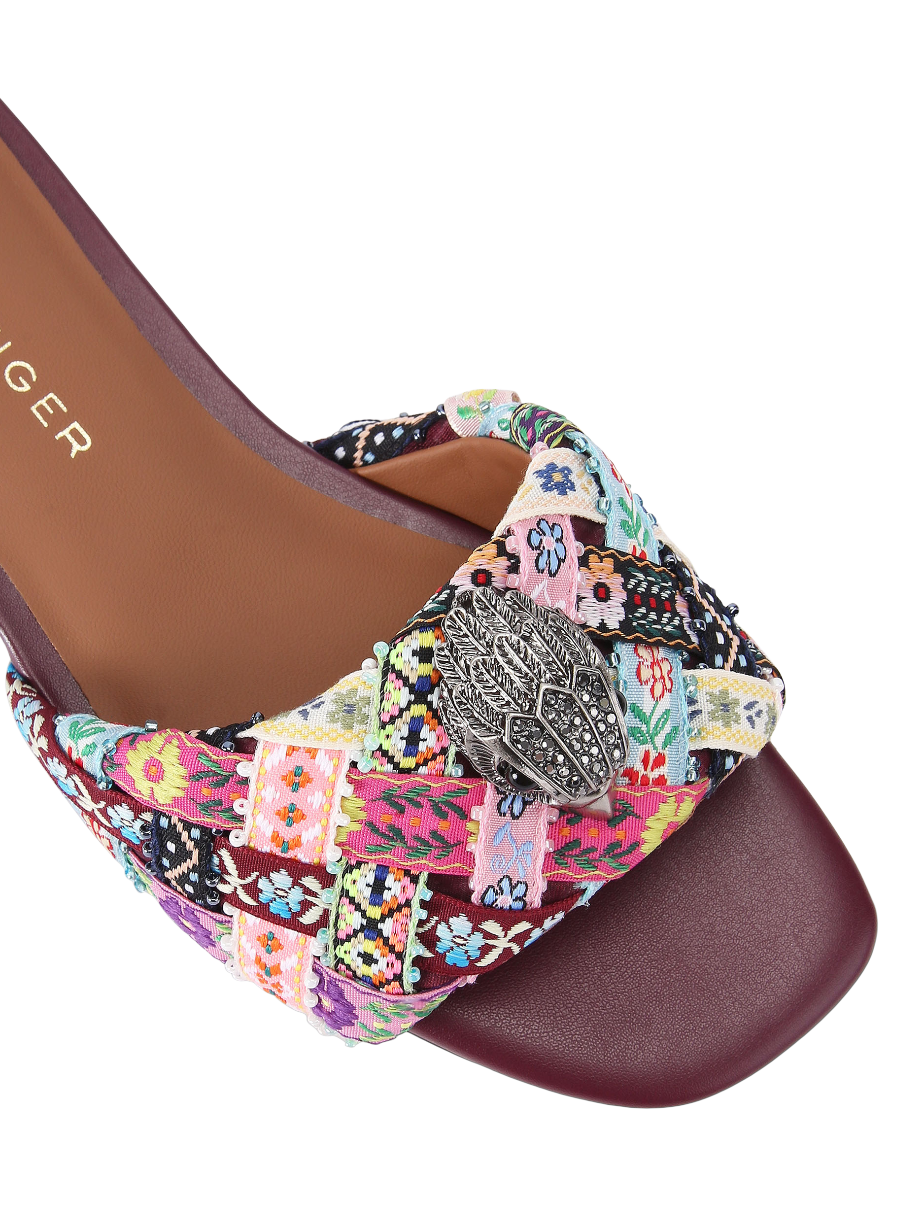 Product image 5 of 6, which shows Kurt Geiger London Kensington Flat Sandals, Red Wine/Multi, 3