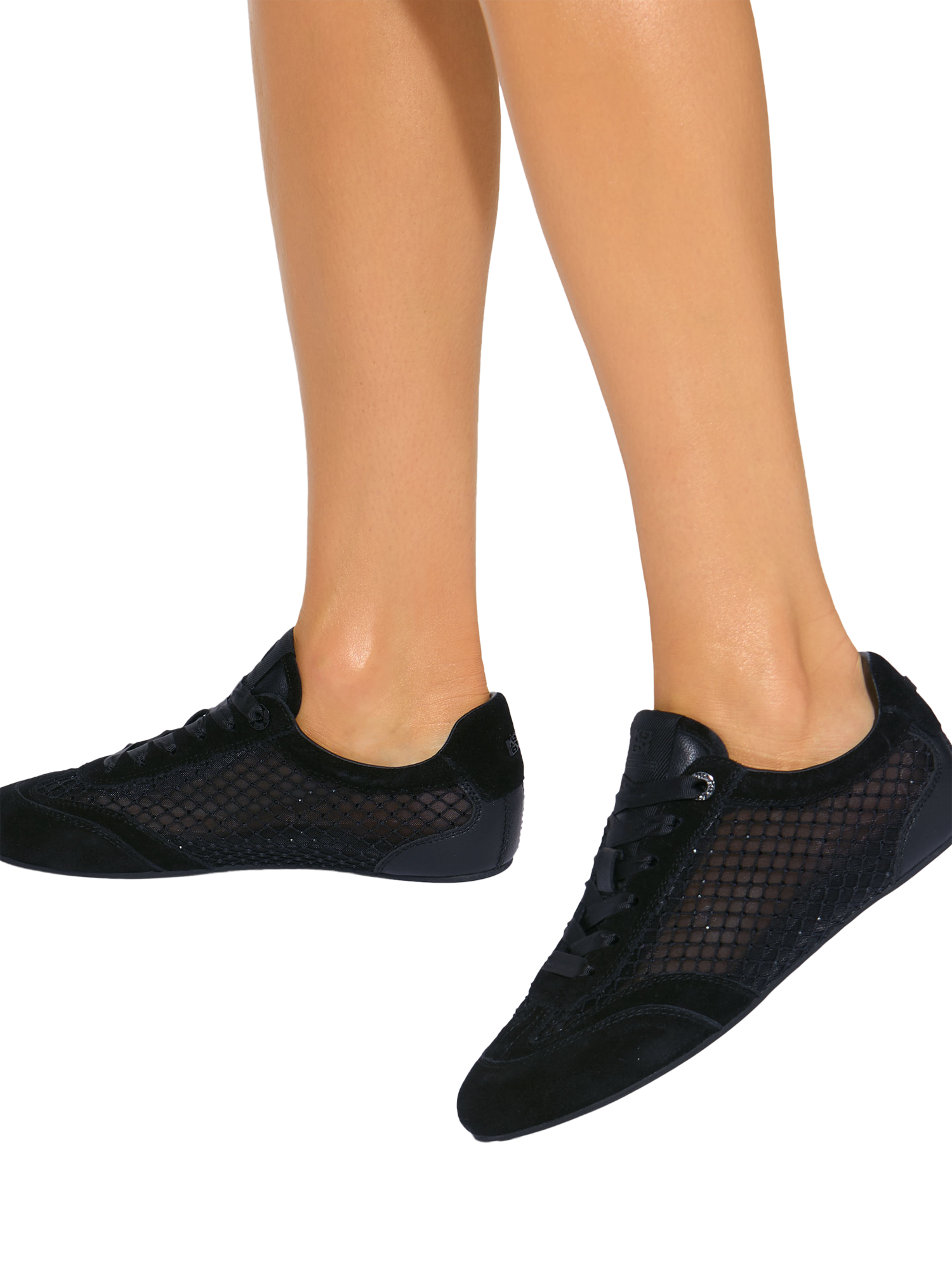 Product image 2 of 4, which shows Kurt Geiger London Listen Suede Embellished Trainers, Black, 3