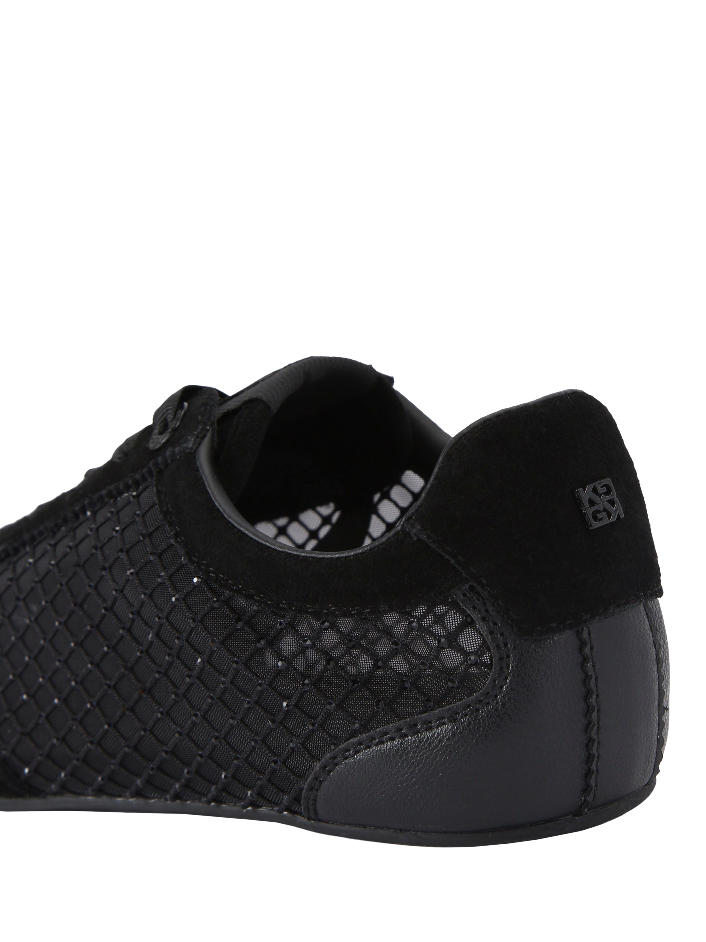 Product image 4 of 4, which shows Kurt Geiger London Listen Suede Embellished Trainers, Black, 3