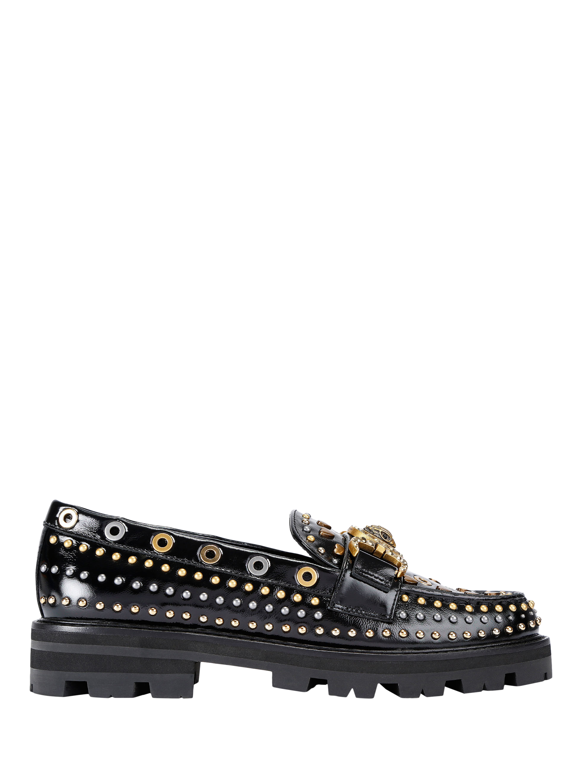 Product image 1 of 6, which shows Kurt Geiger London Mansion Leader Studded Loafers, Black, 3