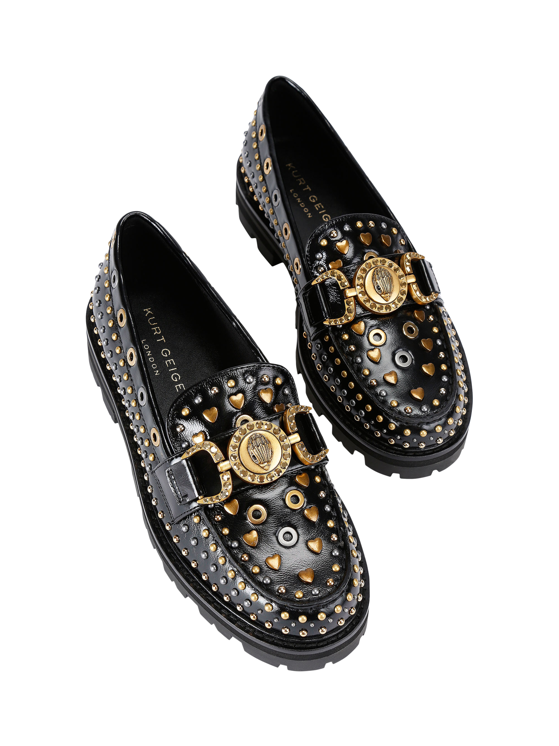 Product image 3 of 6, which shows Kurt Geiger London Mansion Leader Studded Loafers, Black, 3