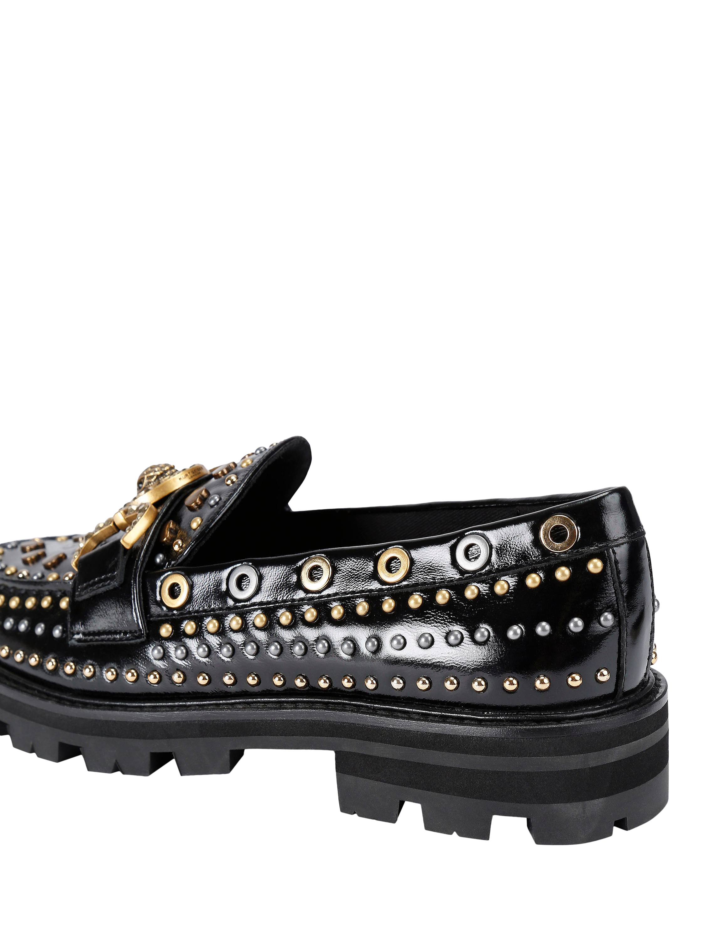 Product image 4 of 6, which shows Kurt Geiger London Mansion Leader Studded Loafers, Black, 3