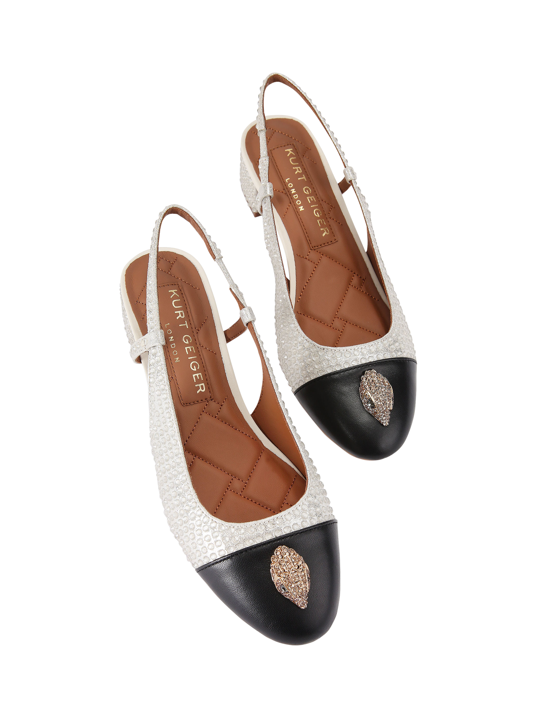 Product image 3 of 6, which shows Kurt Geiger London Sloane Slingback Courts, White/Multi, 3