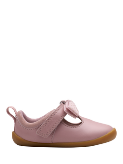Clarks Kids' Roamer Trim T Leather Shoes, Dusty Pink, Dusty Pink