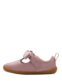 Clarks Kids' Roamer Trim T Leather Shoes, Dusty Pink - view 2, Dusty Pink