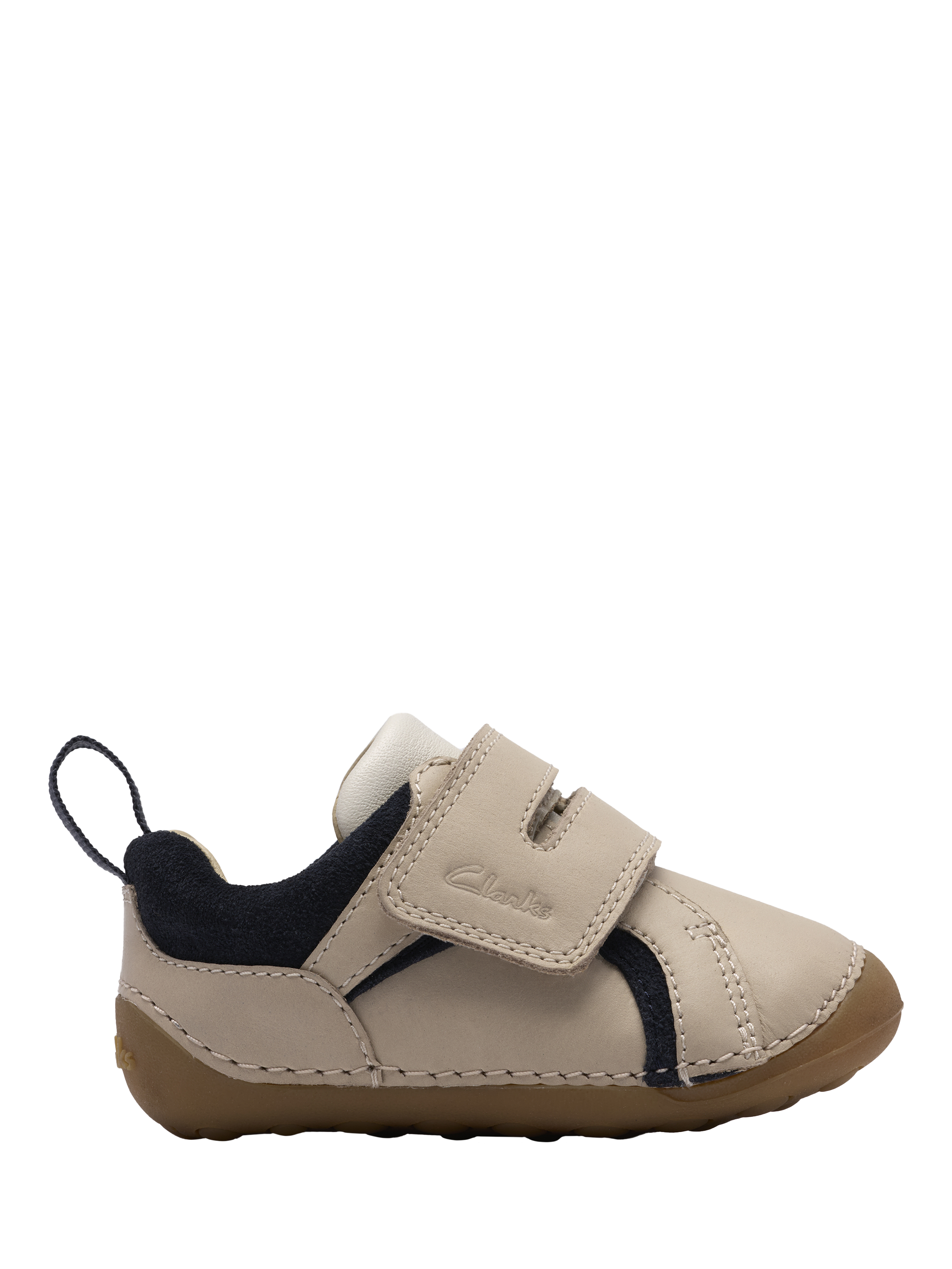 Product image 1 of 6, which shows Clarks Baby Tiny Gleam T Leather Shoes, Neutral, C2F