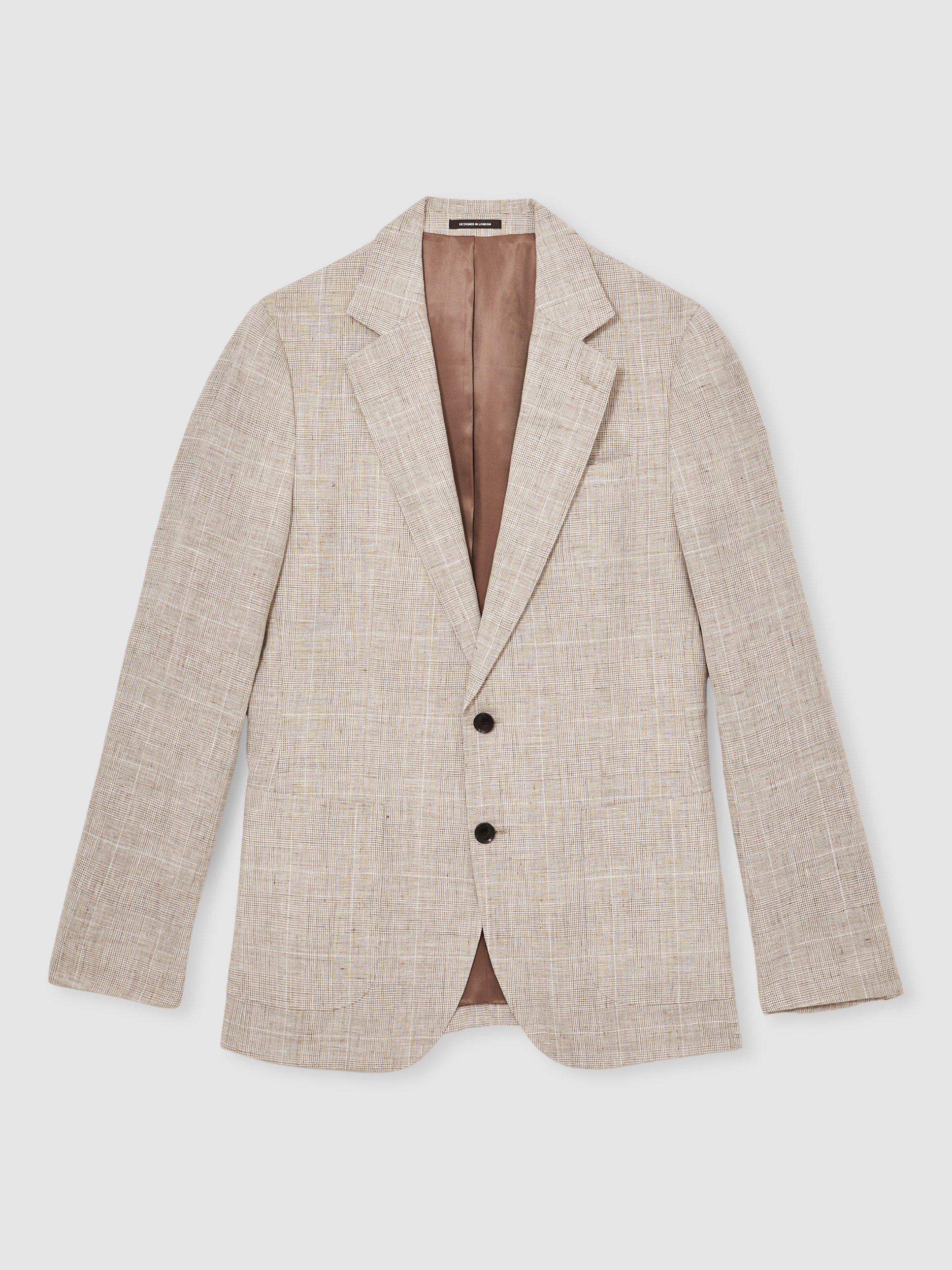 Product image 3 of 5, which shows Reiss Ashton Linen Suit Jacket, Oatmeal, 38