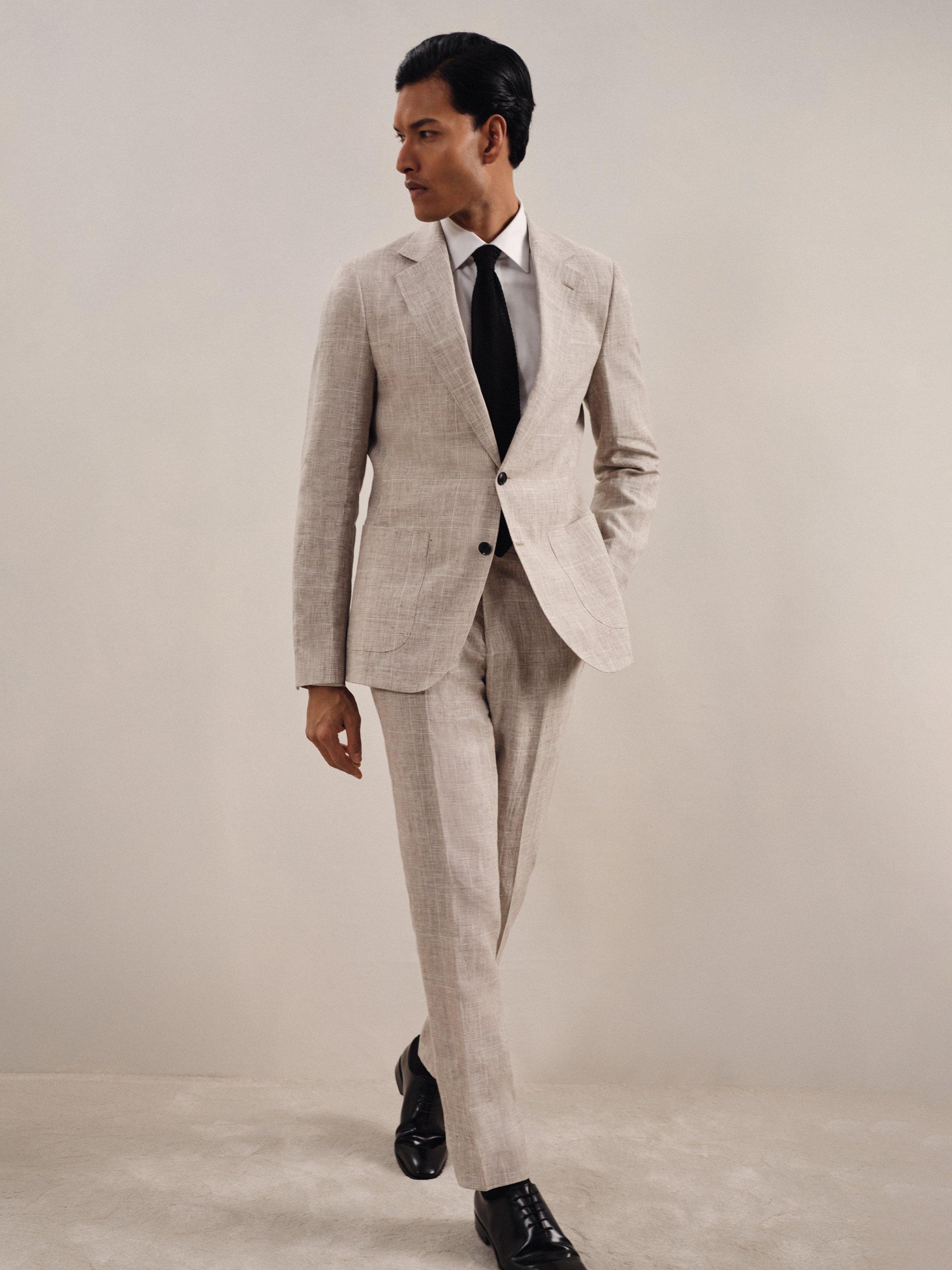 Product image 4 of 5, which shows Reiss Ashton Linen Suit Jacket, Oatmeal, 38